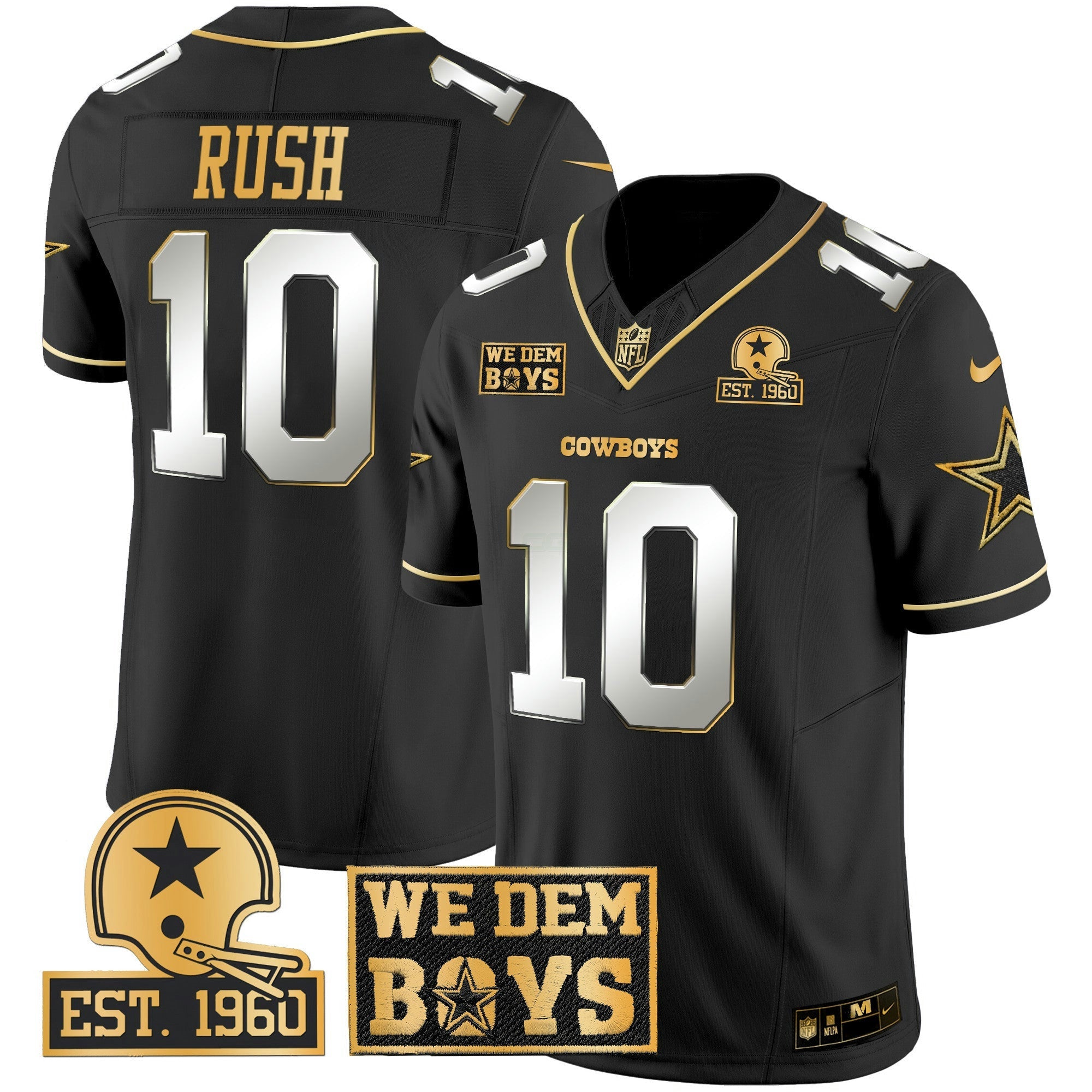 Camisa NFL Men’s Est. 1960 & We Dem Boyz Patch Dourada Vapor Limited Jersey