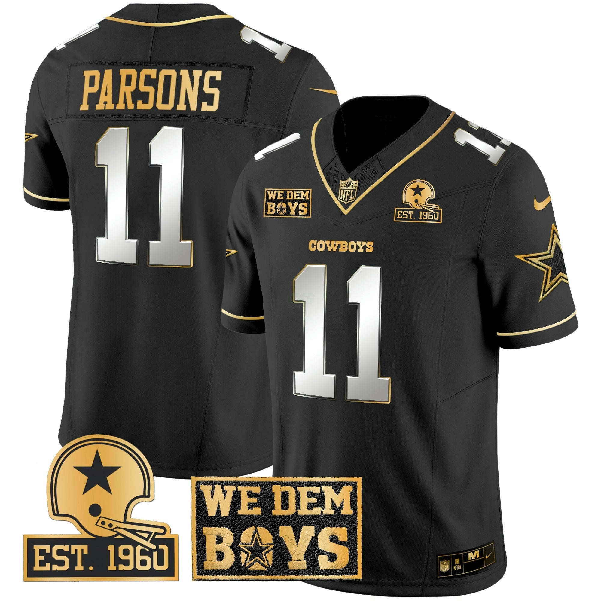 Camisa NFL Men’s Est. 1960 & We Dem Boyz Patch Dourada Vapor Limited Jersey