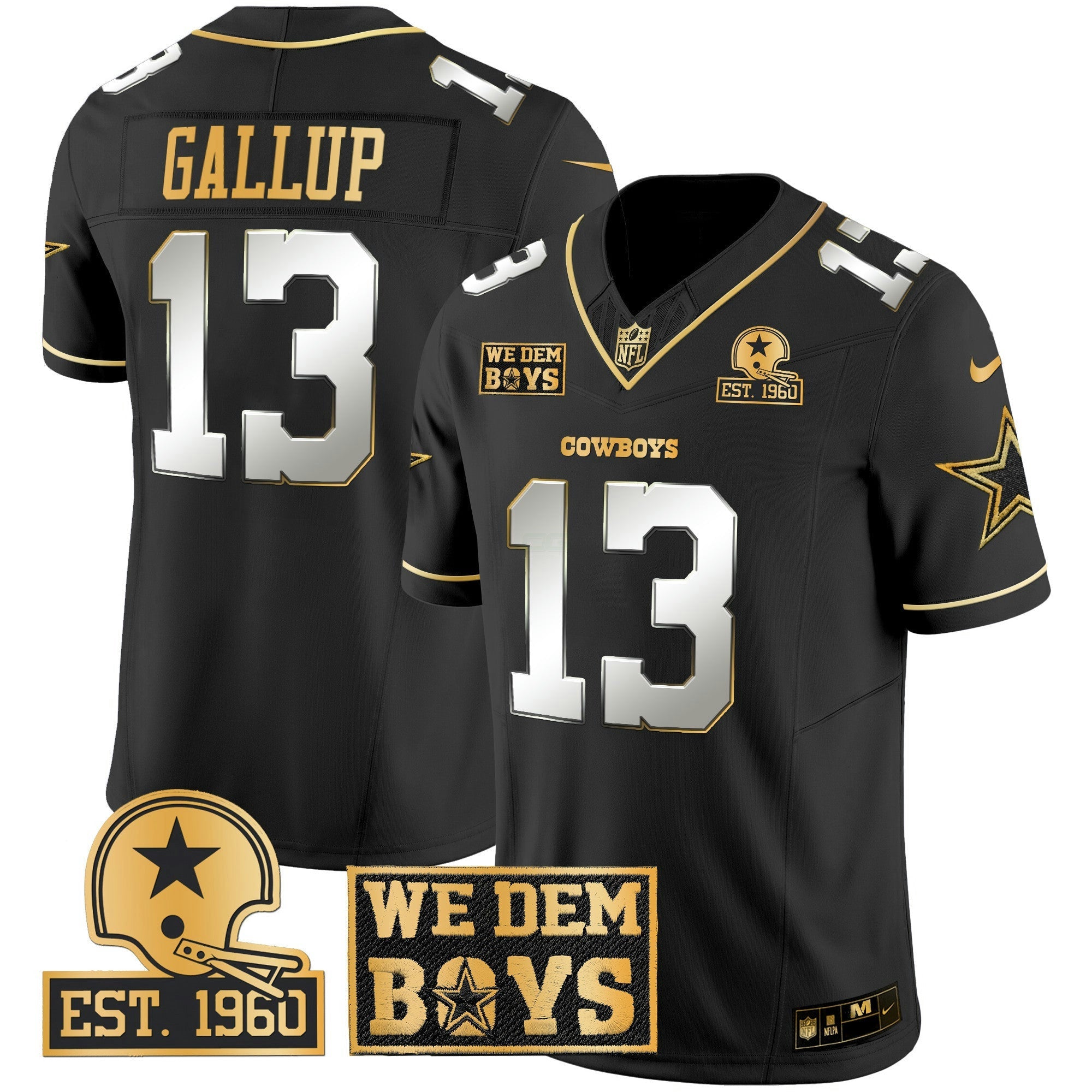 Camisa NFL Men’s Est. 1960 & We Dem Boyz Patch Dourada Vapor Limited Jersey