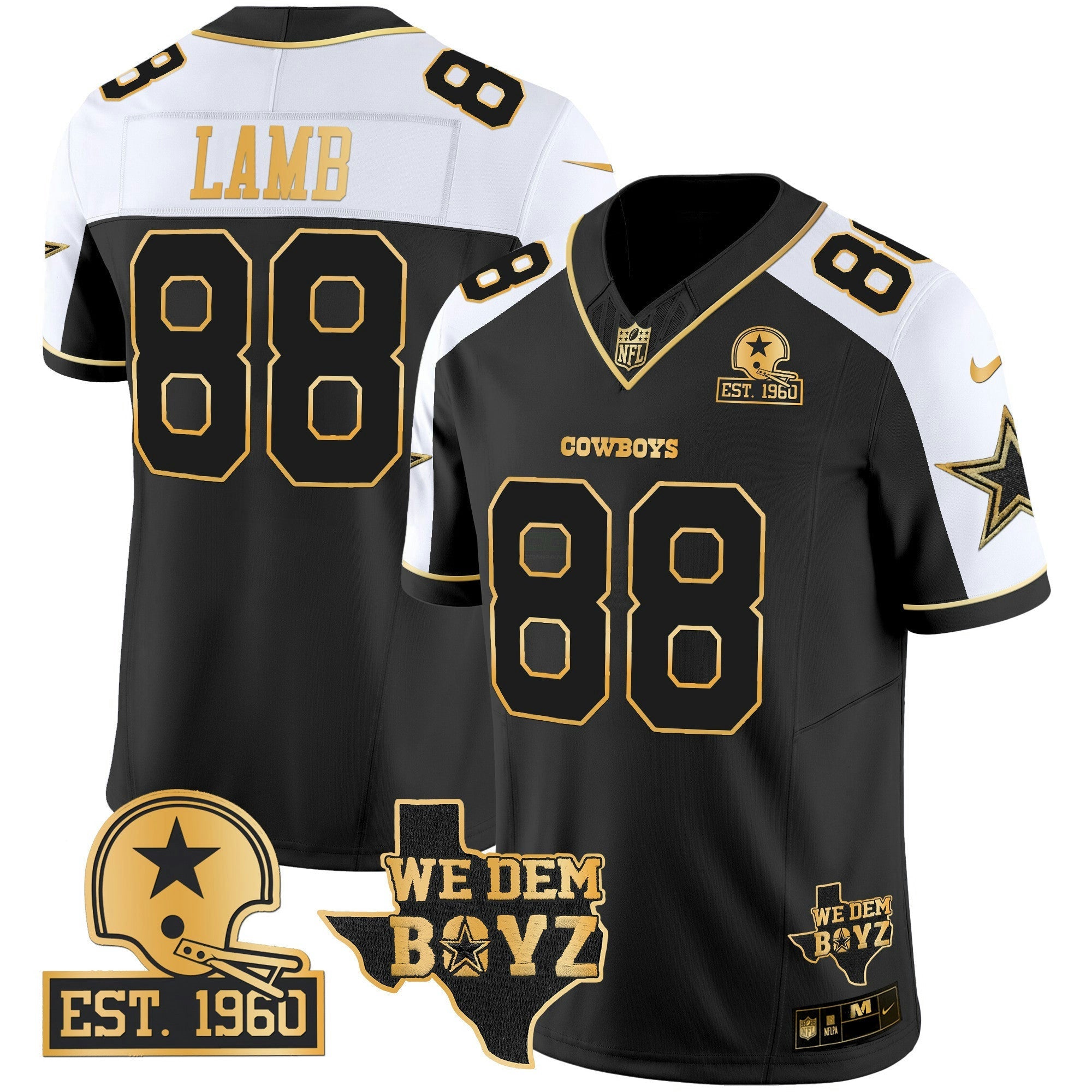 Camisa NFL Men’s Est. 1960 & We Dem Boyz Patch Dourada Vapor Limited Jersey V2