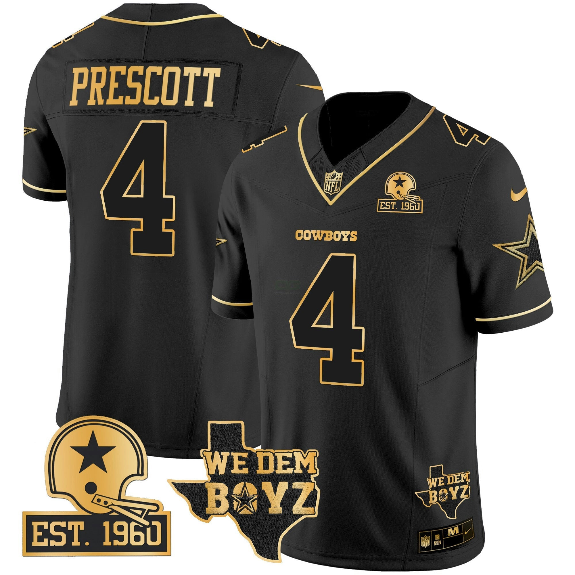 Camisa NFL Men’s Est. 1960 & We Dem Boyz Patch Dourada Vapor Limited Jersey V2
