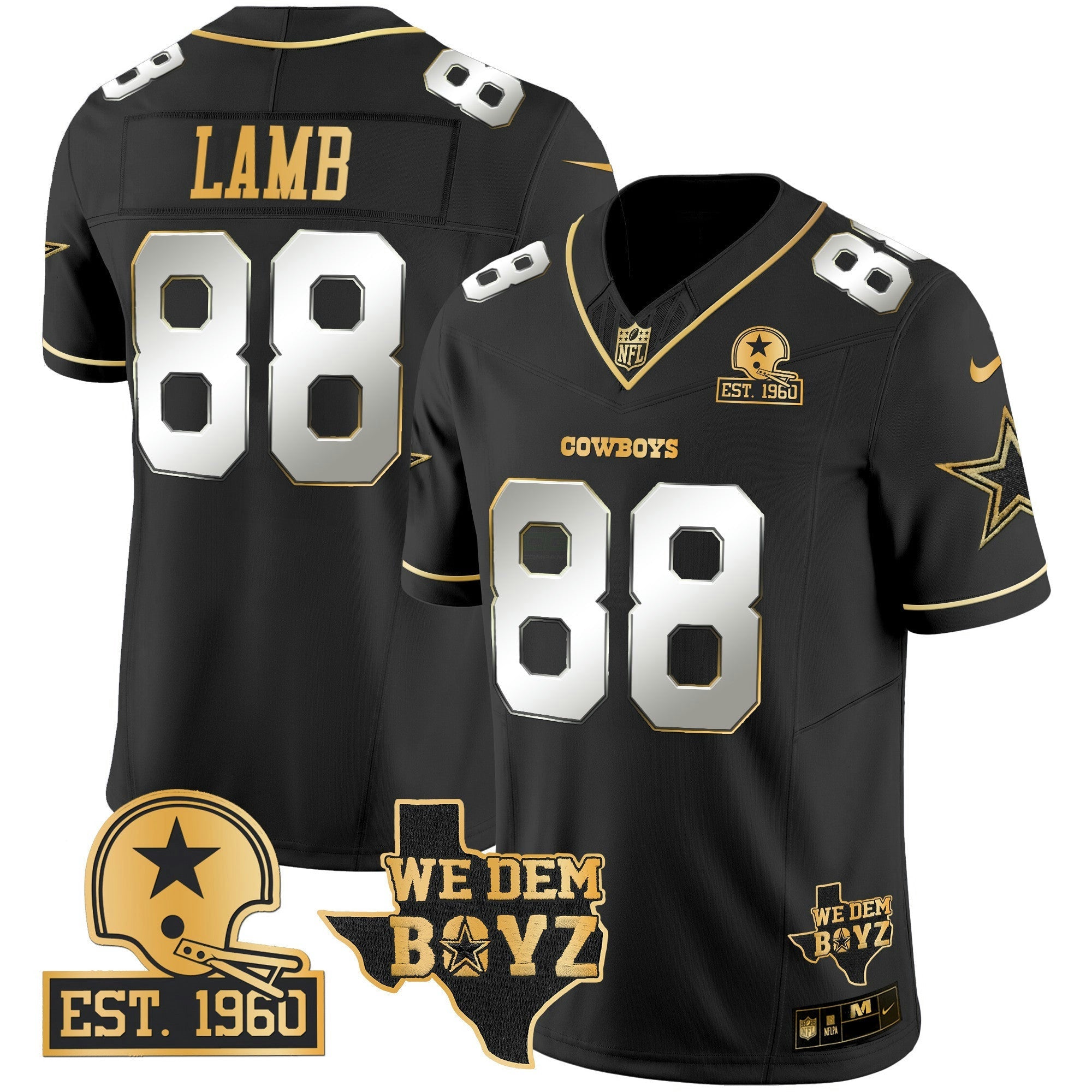 Camisa NFL Men’s Est. 1960 & We Dem Boyz Patch Dourada Vapor Limited Jersey V2
