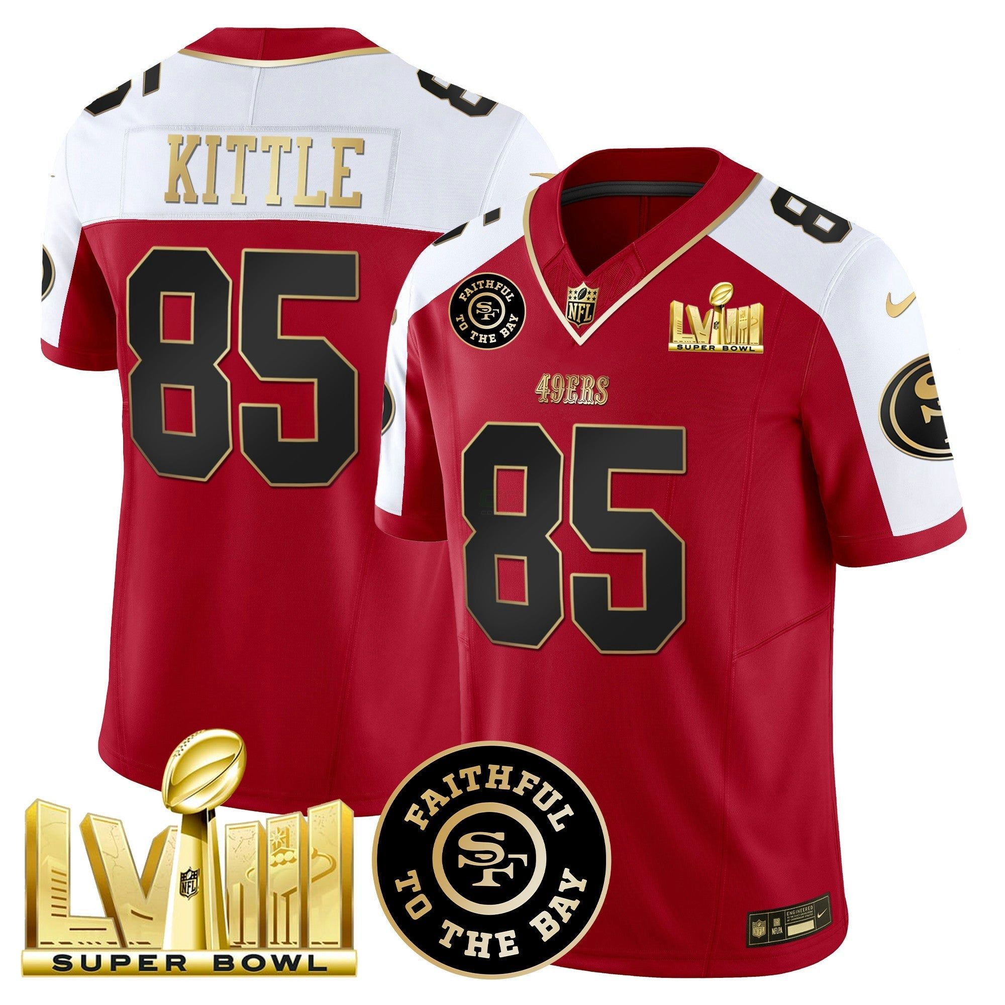 Camisa NFL Men’s Faithful & Super Bowl LVIII Dourada Patch Vapor Jersey