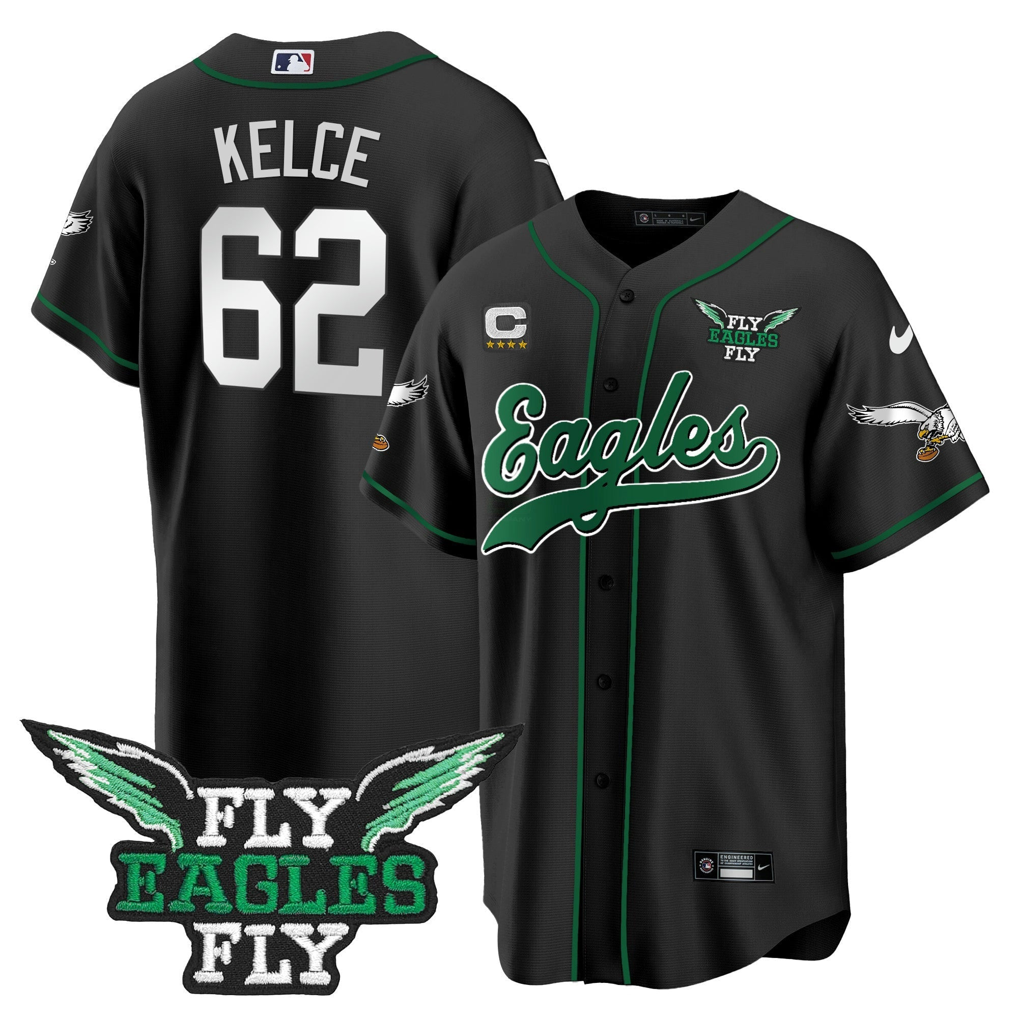 Camisa NFL Men’s Fly Fly Patch Throwback Kelly Green Jersey