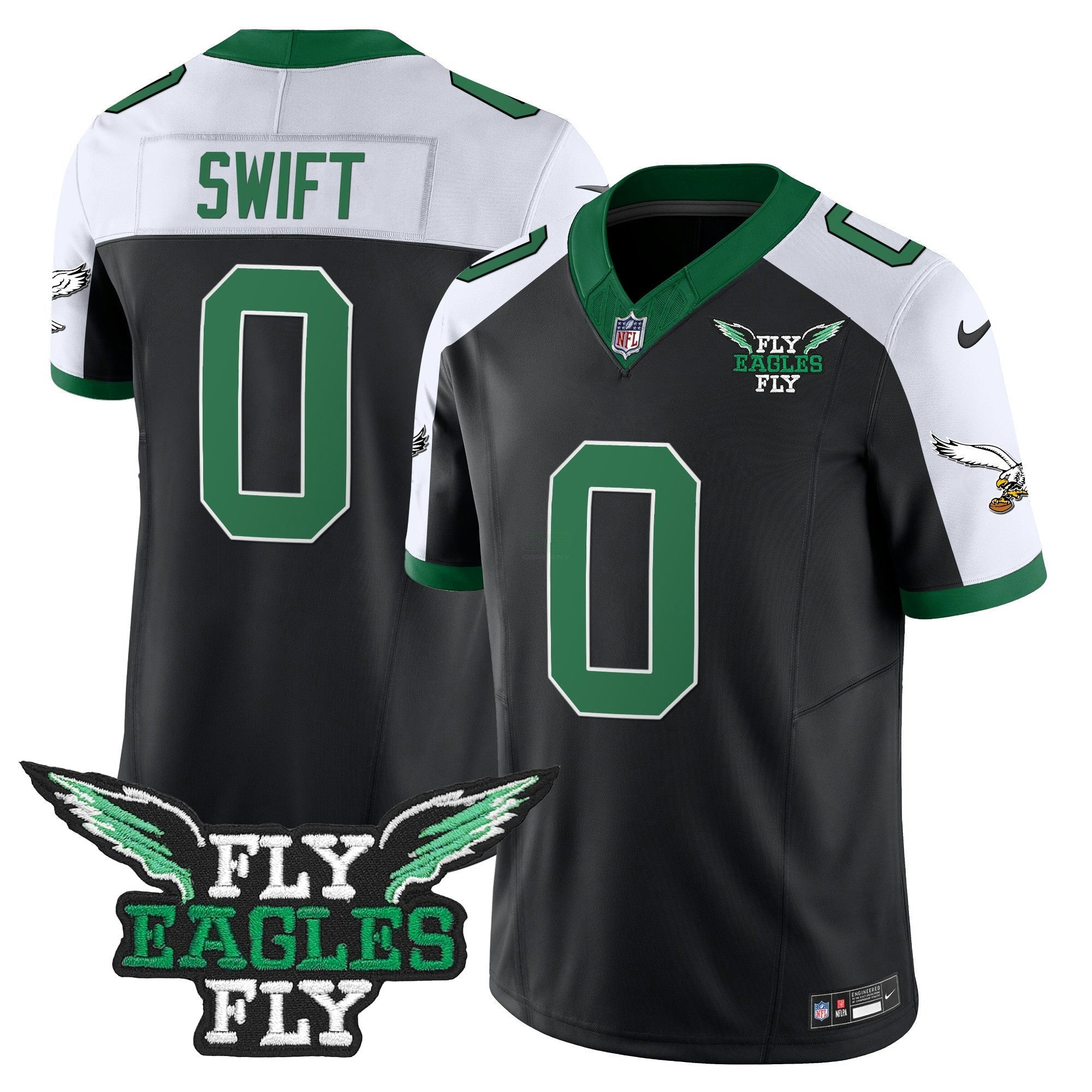 Camisa NFL Men’s Fly Fly Patch Throwback Kelly Green Vapor Jersey