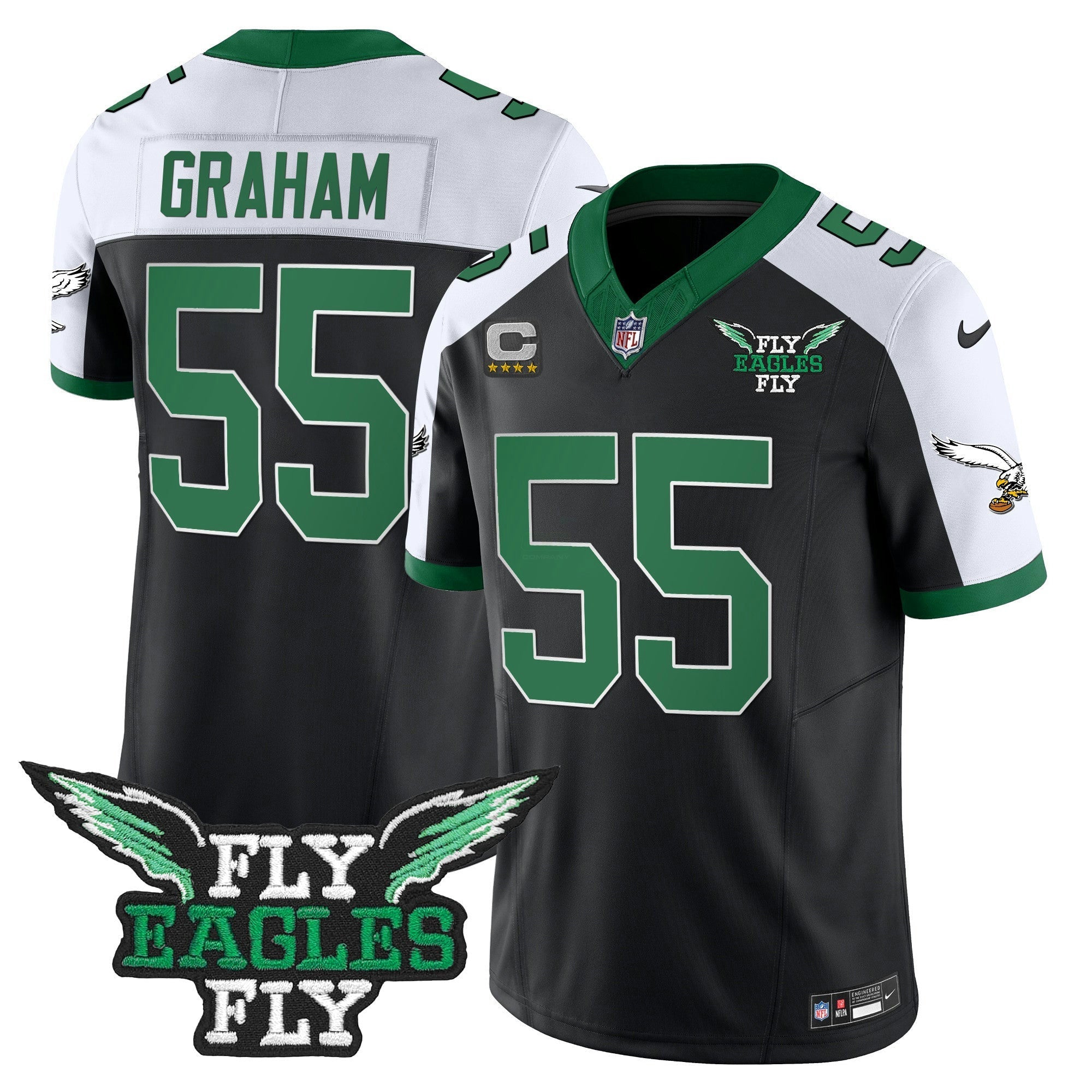 Camisa NFL Men’s Fly Fly Patch Throwback Kelly Green Vapor Jersey
