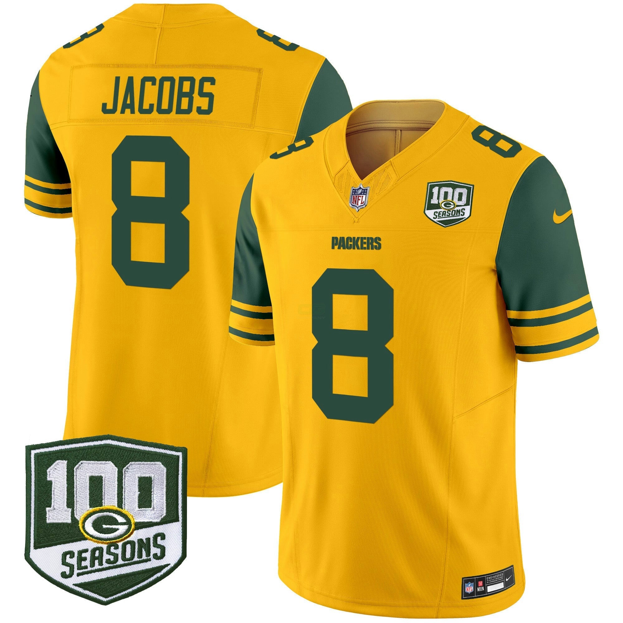 Camisa NFL Men’s Green Bay Throwback 100th Season Patch Vapor Limited Jersey