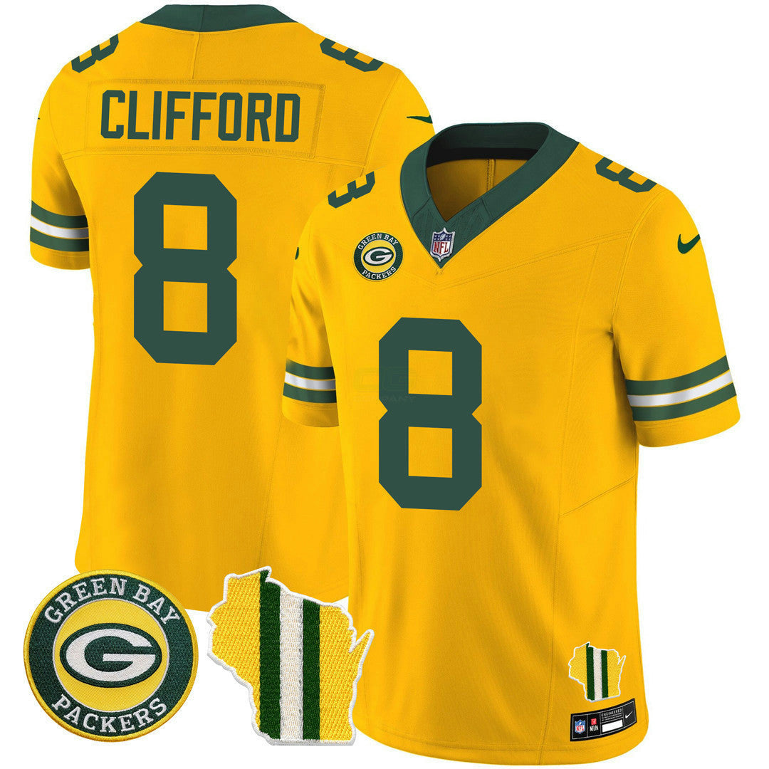 Camisa NFL Men’s Green Bay Wisconsin State Patch Vapor Limited Jersey – All Sttiched