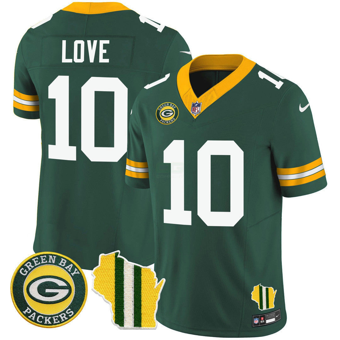 Camisa NFL Men’s Green Bay Wisconsin State Patch Vapor Limited Jersey – All Sttiched
