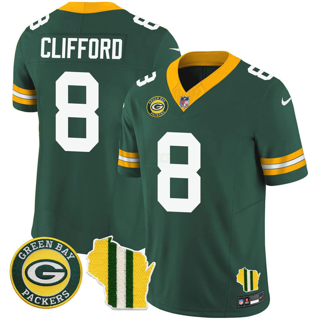 Camisa NFL Men’s Green Bay Wisconsin State Patch Vapor Limited Jersey – All Sttiched