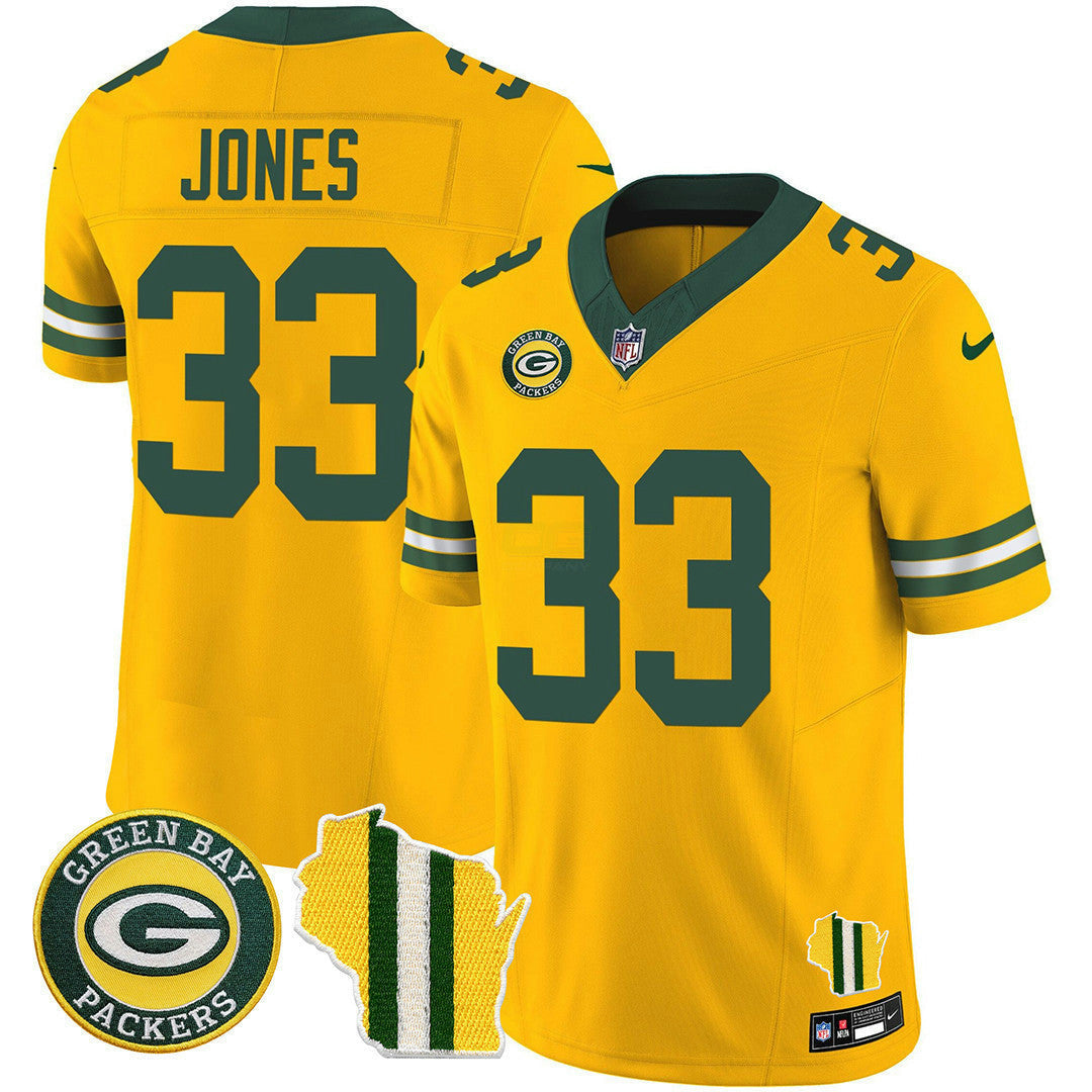 Camisa NFL Men’s Green Bay Wisconsin State Patch Vapor Limited Jersey – All Sttiched