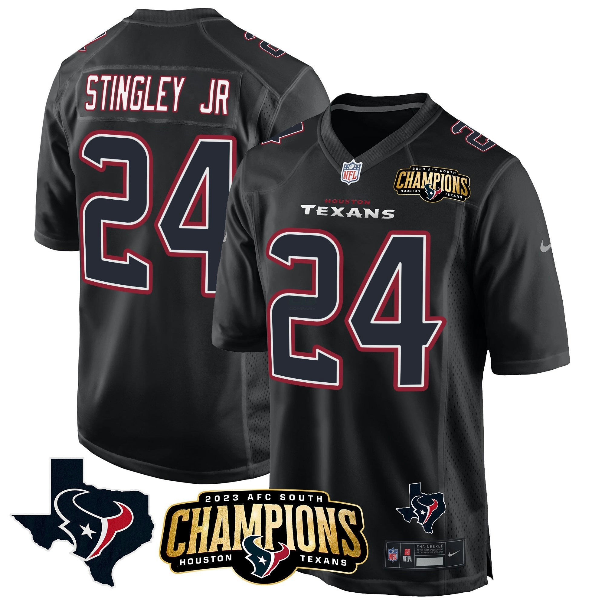 Camisa NFL Men’s Houston 2023 AFC South Champions Patch Game Jersey