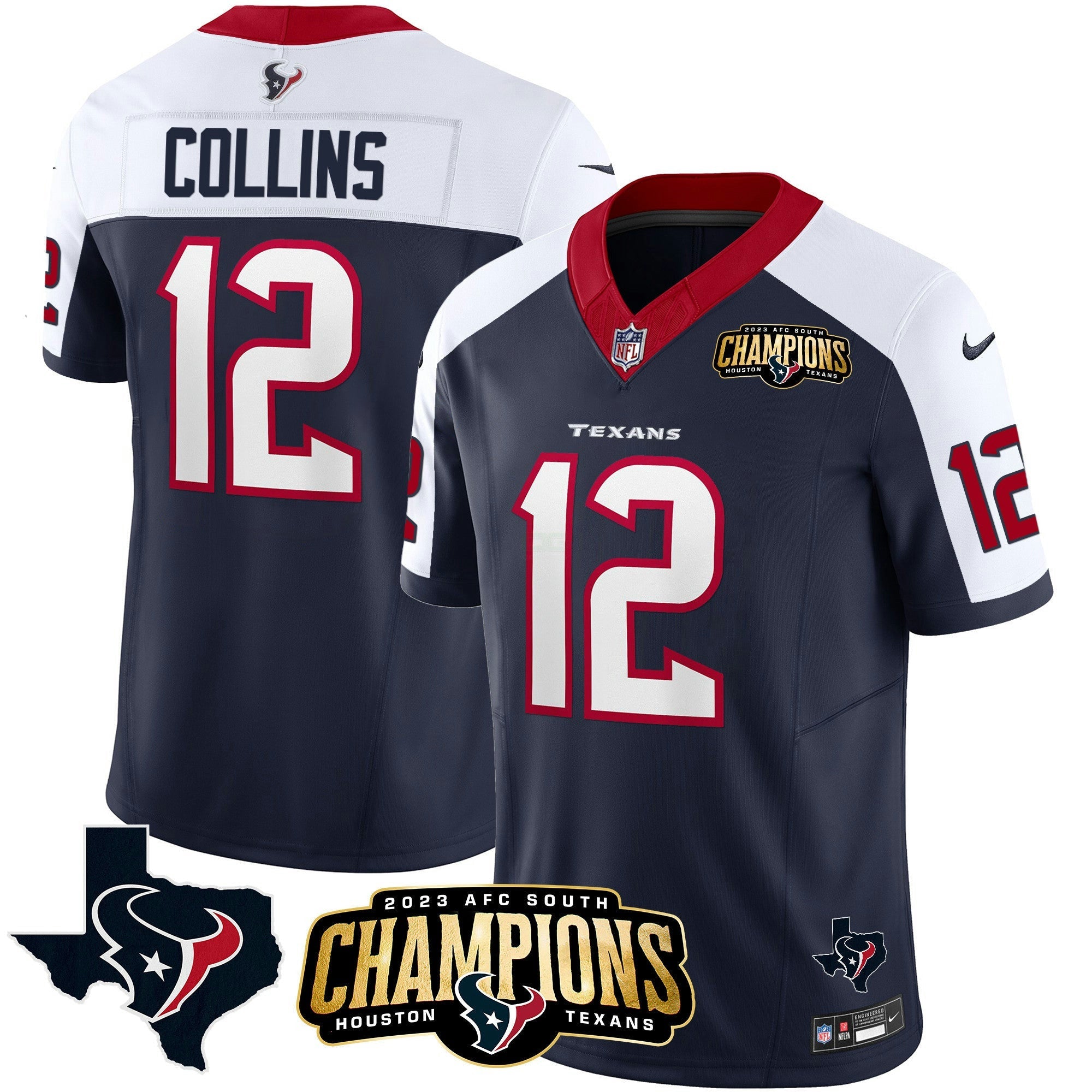 Camisa NFL Men’s Houston 2023 AFC South Champions Patch Vapor Jersey