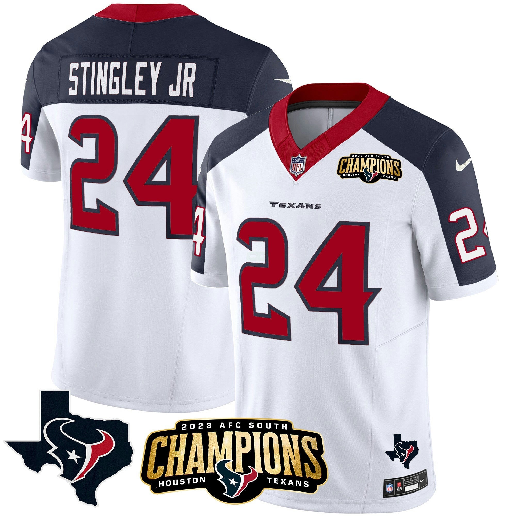 Camisa NFL Men’s Houston 2023 AFC South Champions Patch Vapor Jersey