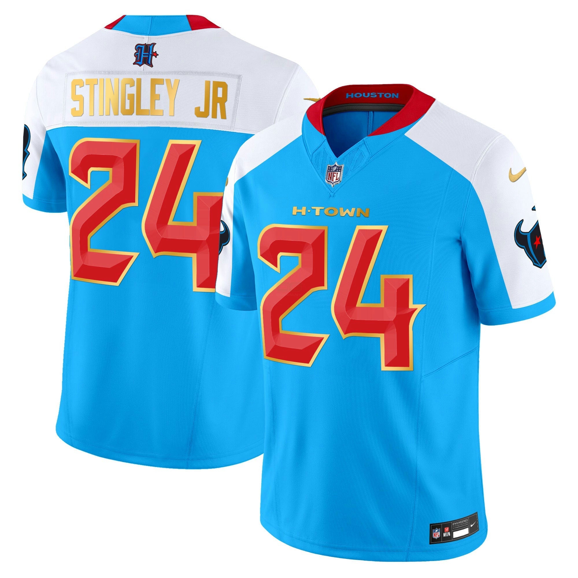 Camisa NFL Men’s Houston 2024 Dourada Trim Vapor Limited Jersey