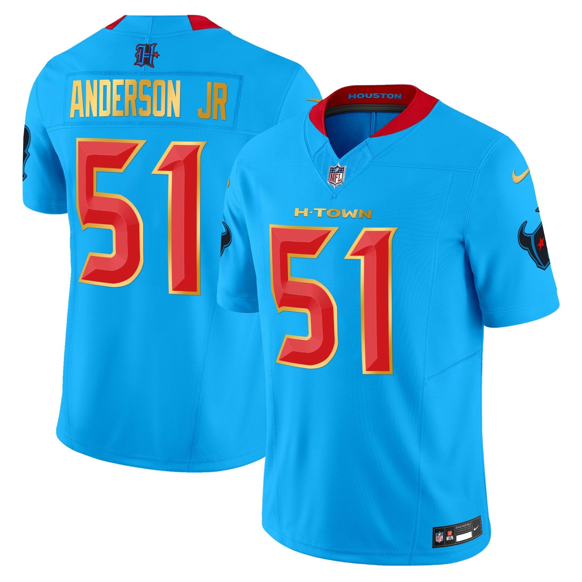 Camisa NFL Men’s Houston 2024 Dourada Trim Vapor Limited Jersey