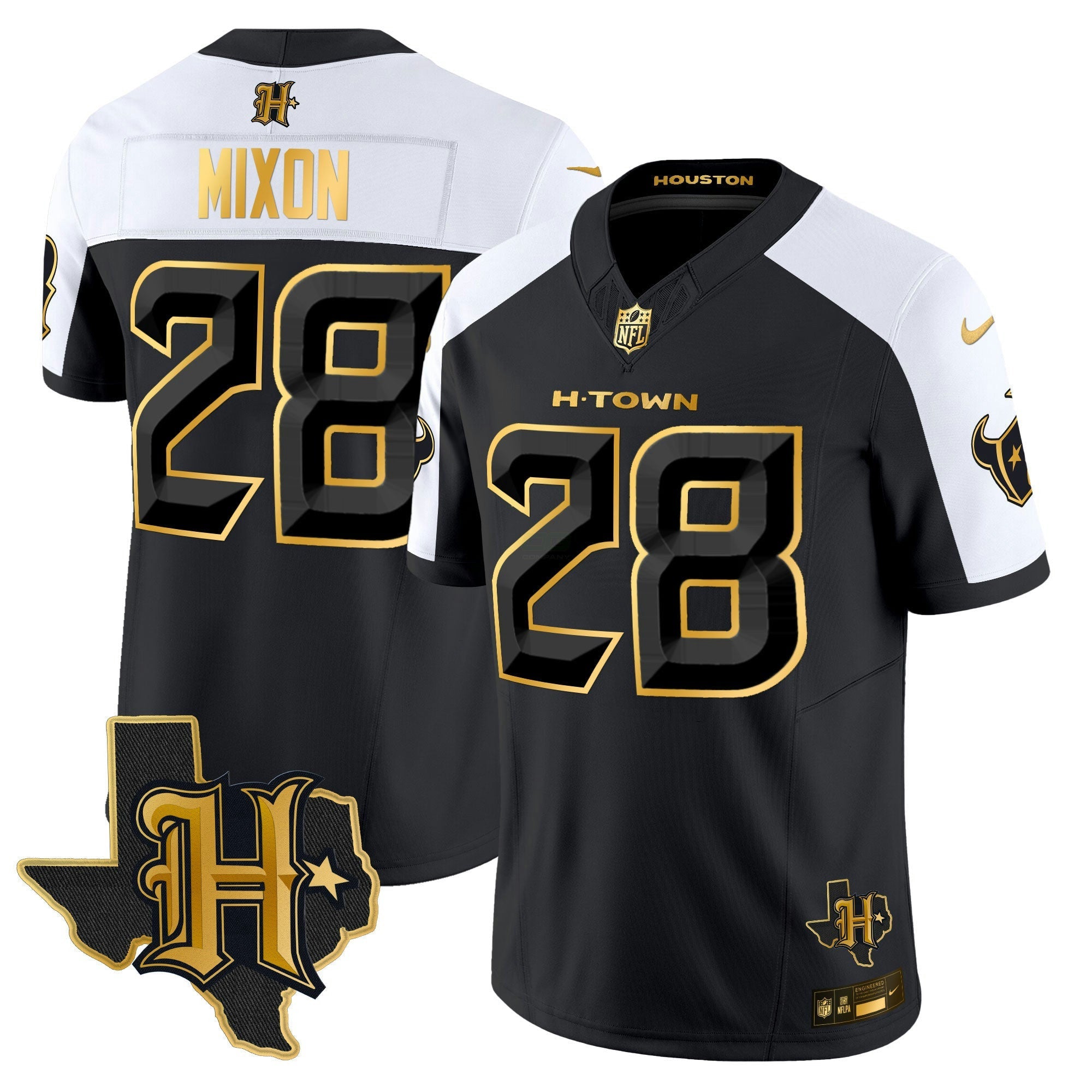 Camisa NFL Men’s Houston 2024 Texas Patch Dourada Vapor Limited Jersey