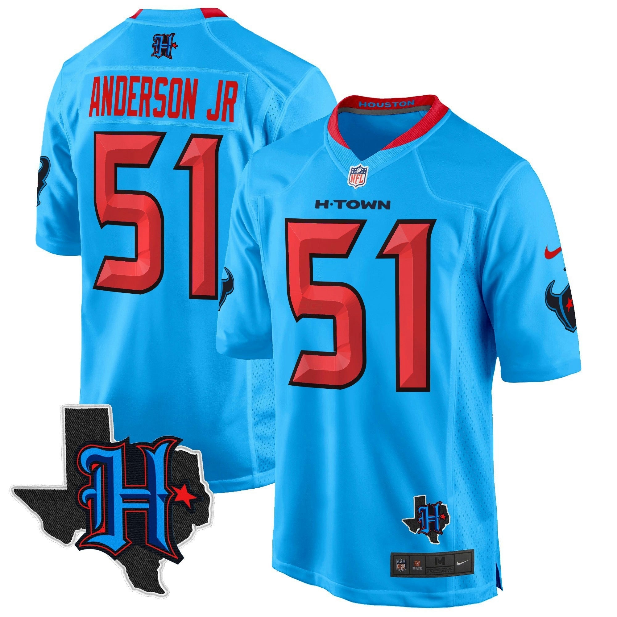 Camisa NFL Men’s Houston 2024 Texas Patch Game Jersey