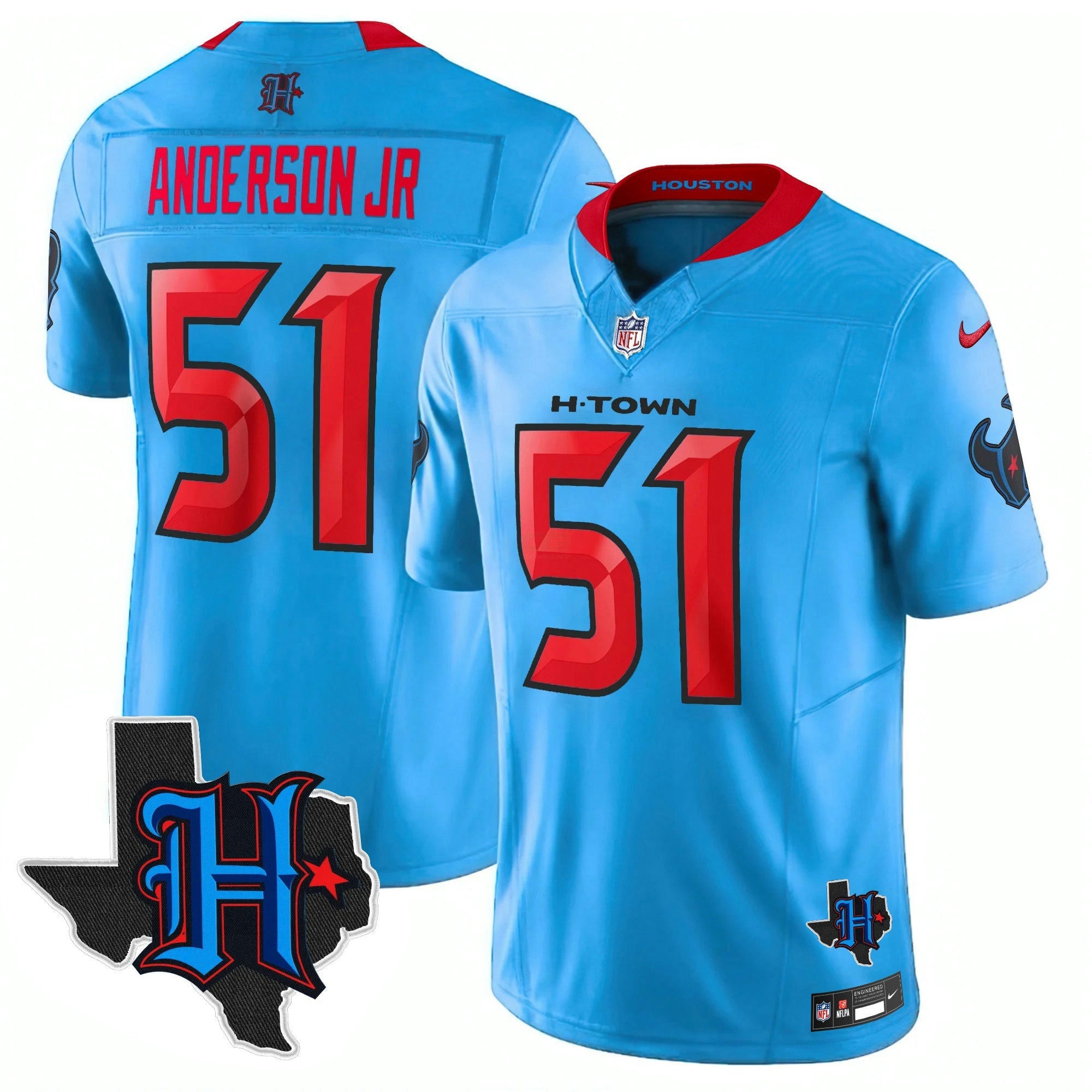 Camisa NFL Men’s Houston 2025 Texas Patch Vapor Limited Jersey V2