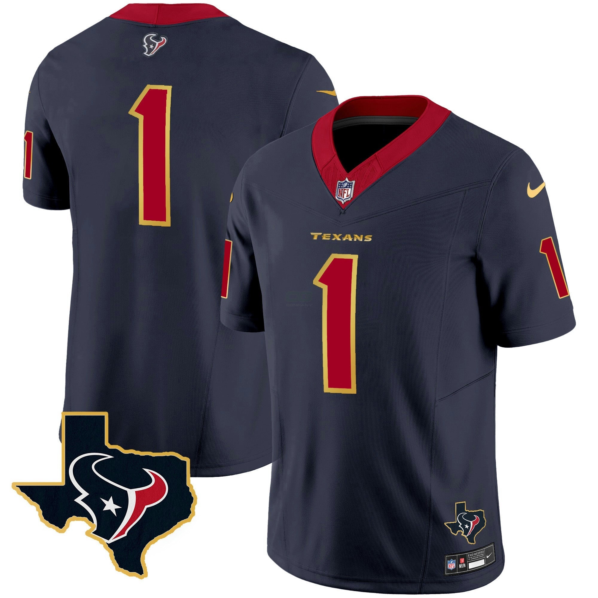 Camisa NFL Men’s Houston Gold Trim Vapor Jersey