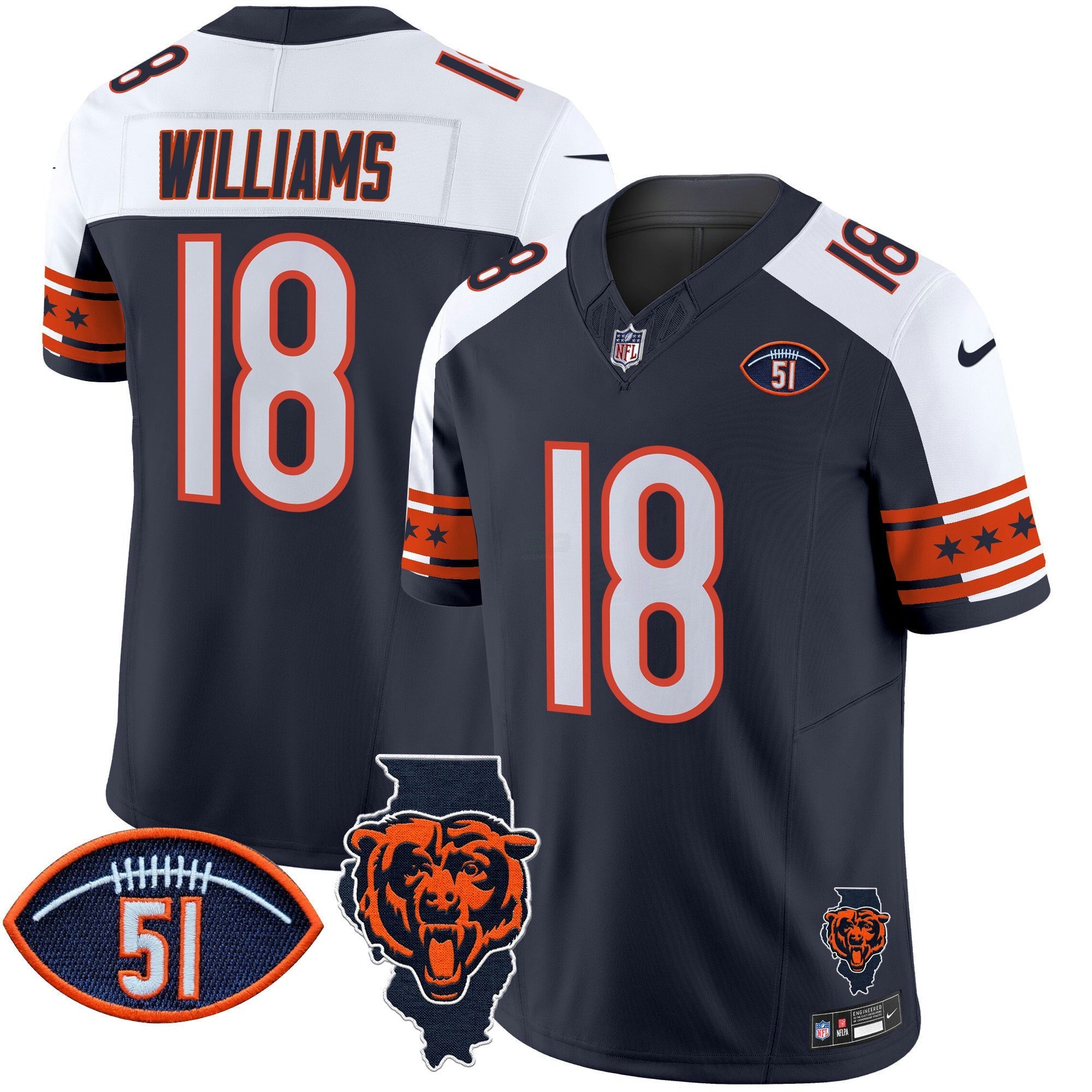 Camisa NFL Men’s Illinois & Dick Butkus Patch Vapor Limited Jersey
