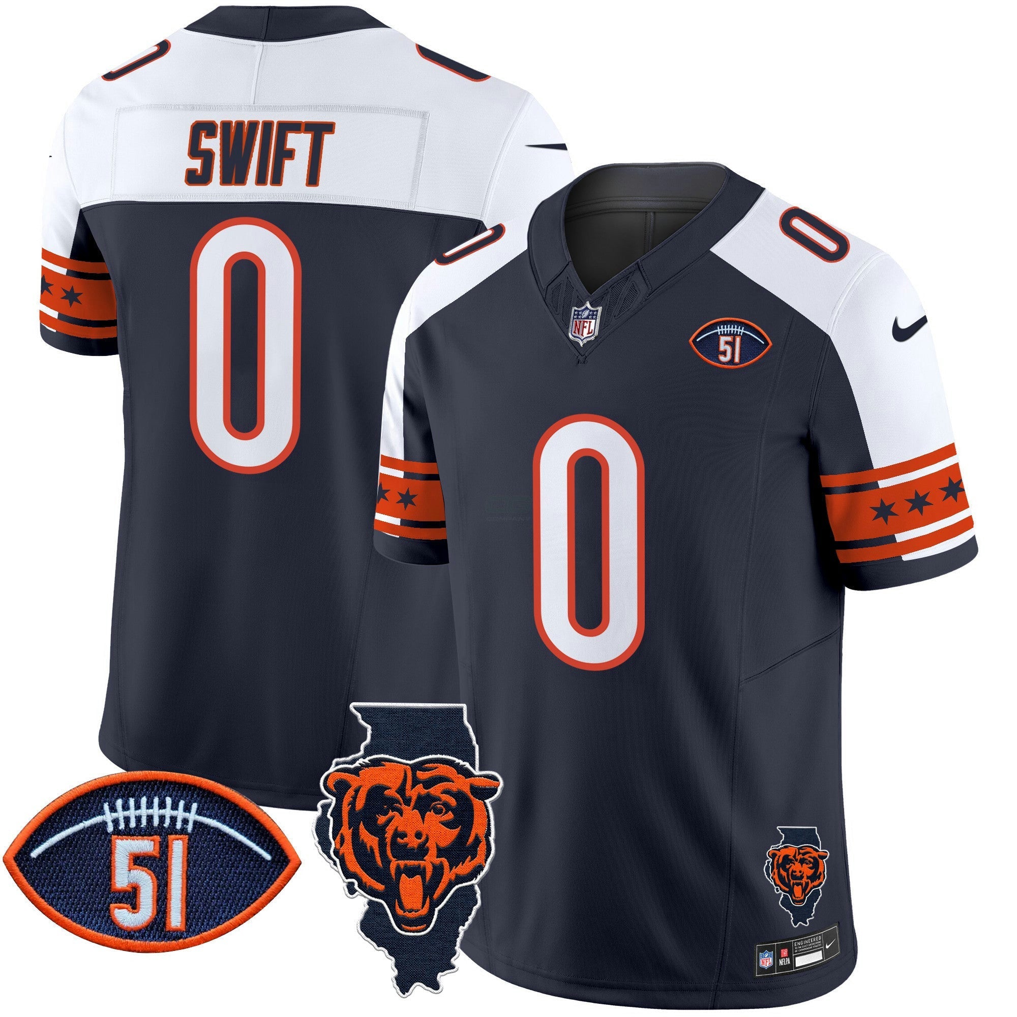 Camisa NFL Men’s Illinois & Dick Butkus Patch Vapor Limited Jersey