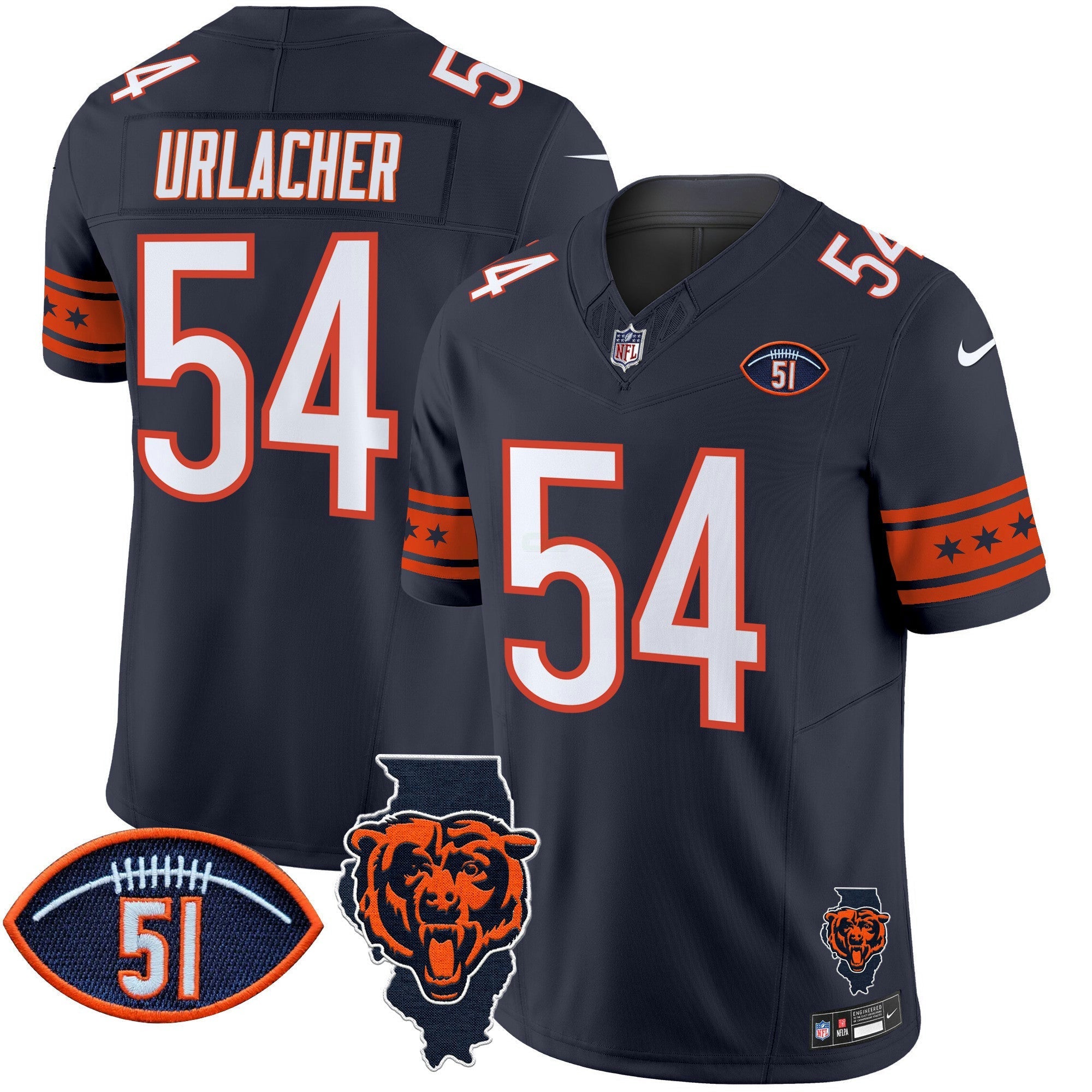 Camisa NFL Men’s Illinois & Dick Butkus Patch Vapor Limited Jersey
