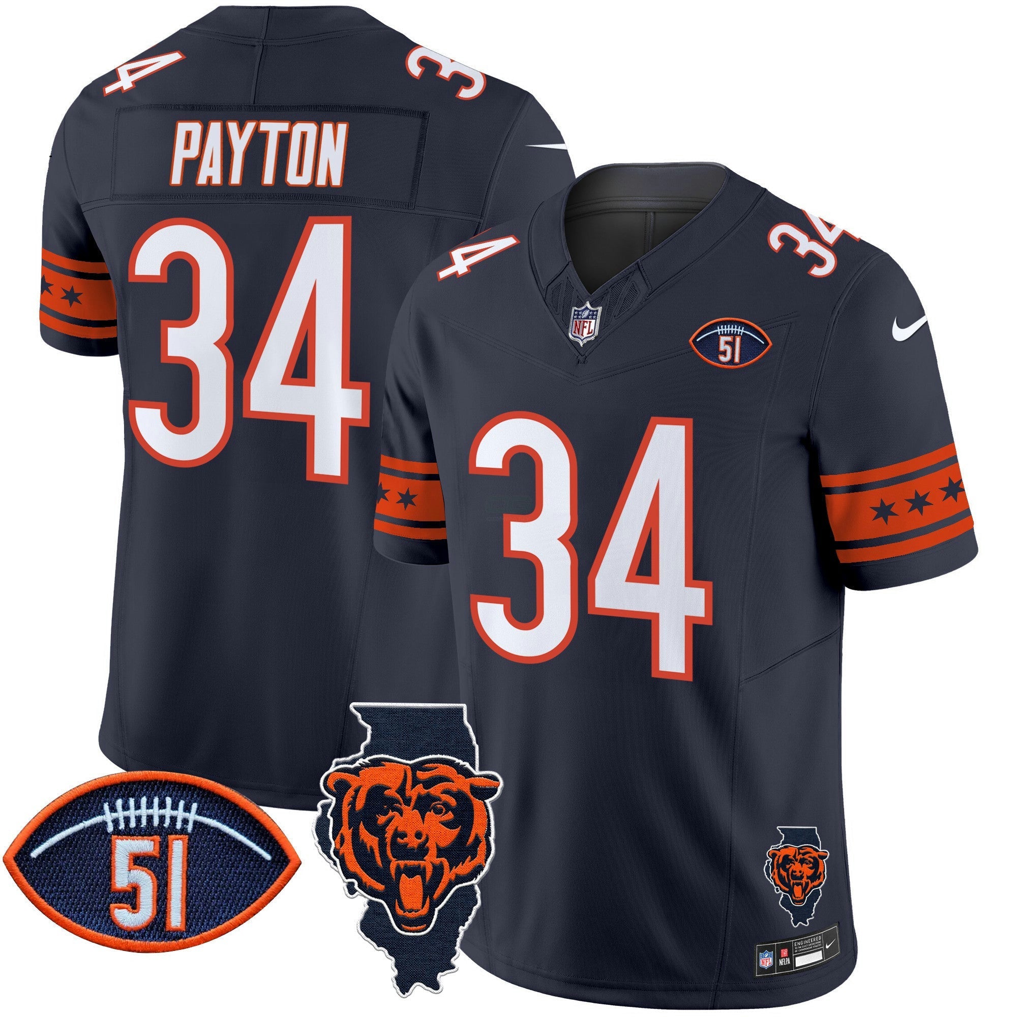 Camisa NFL Men’s Illinois & Dick Butkus Patch Vapor Limited Jersey