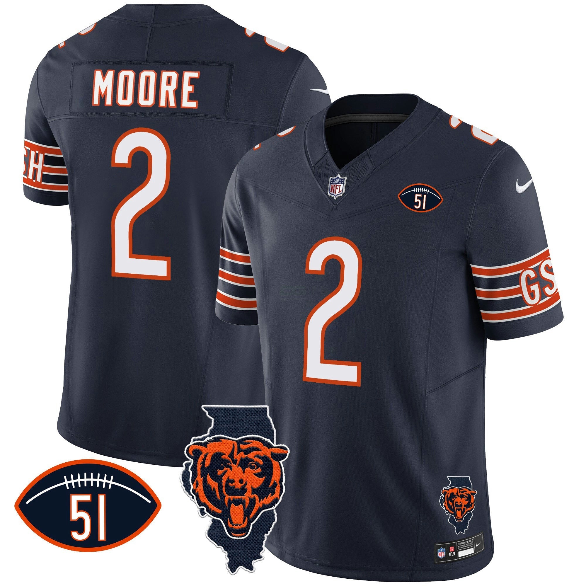 Camisa NFL Men’s Illinois Patch Vapor Jersey