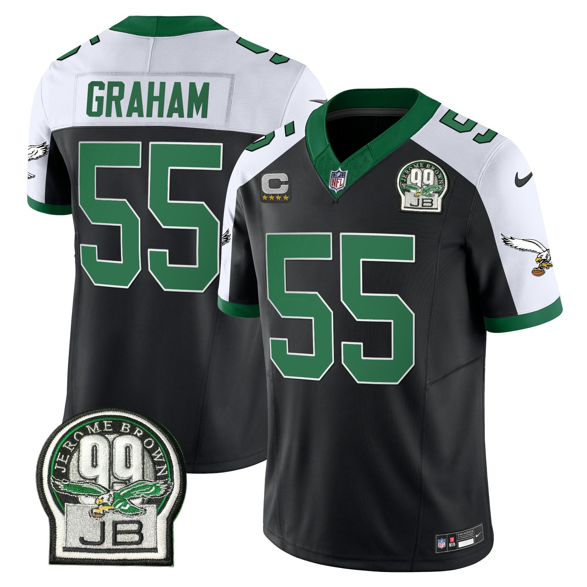 Camisa NFL Men’s Jerome Brown Patch Kelly Green Alternativa Jersey