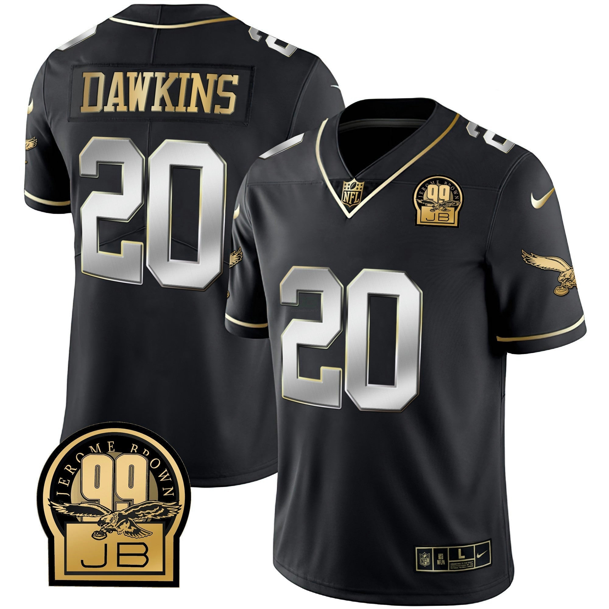 Camisa NFL Men’s Jerome Brown Retired Patch Dourada & Kelly Jersey