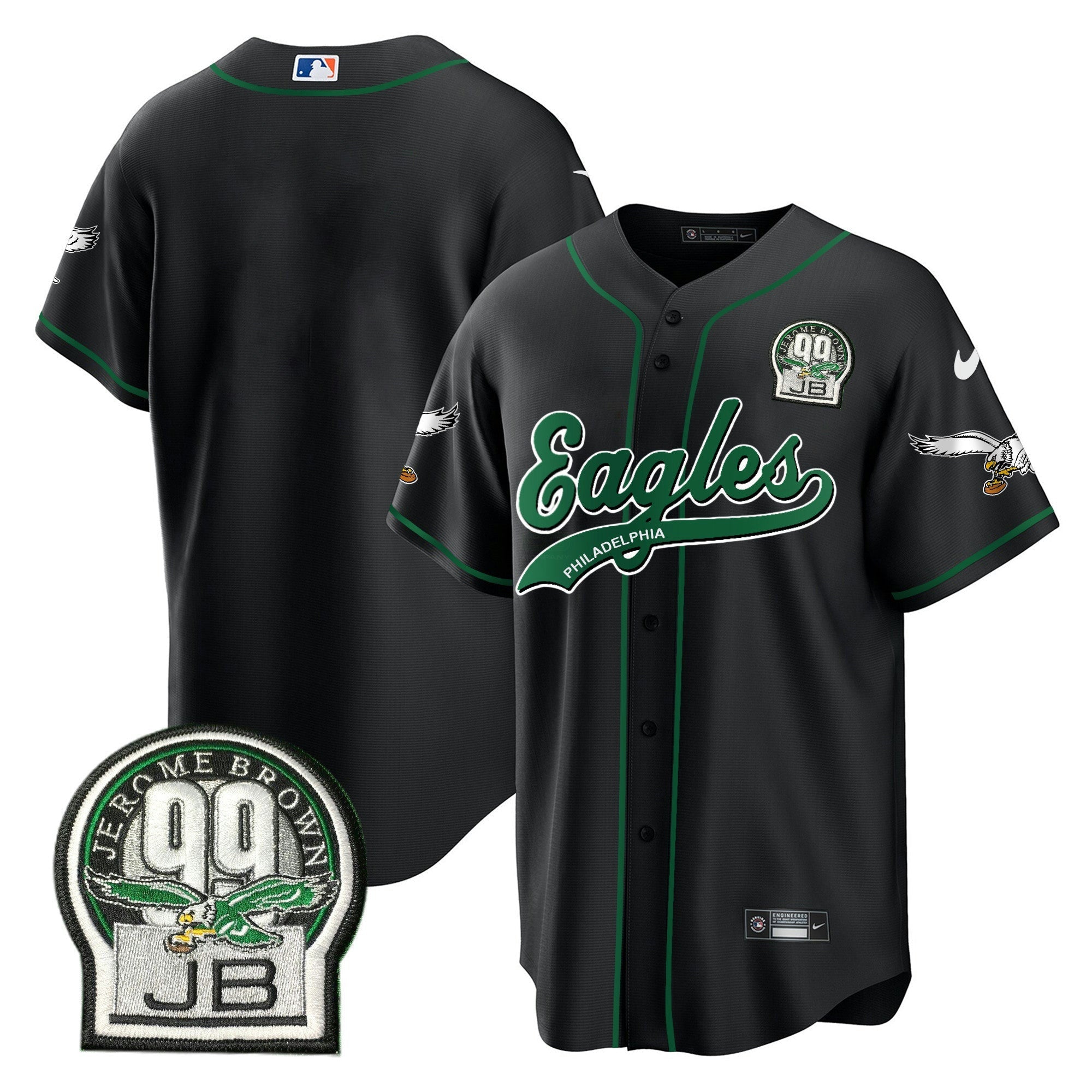 Camisa NFL Men’s Jerome Brown Retired Patch Kelly Green Jersey