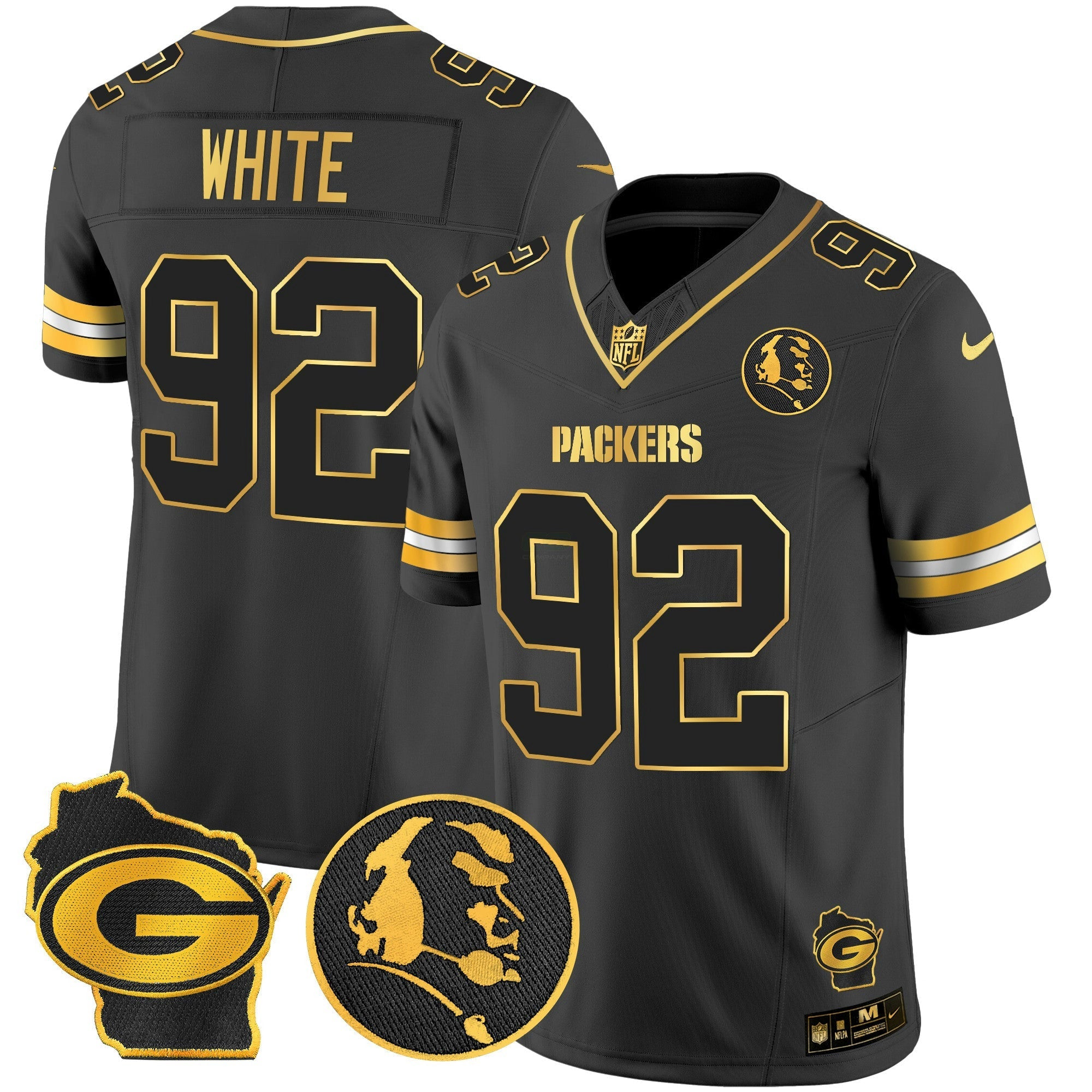 Camisa NFL Men’s John Madden & Home Patch Dourada Vapor Limited Jersey