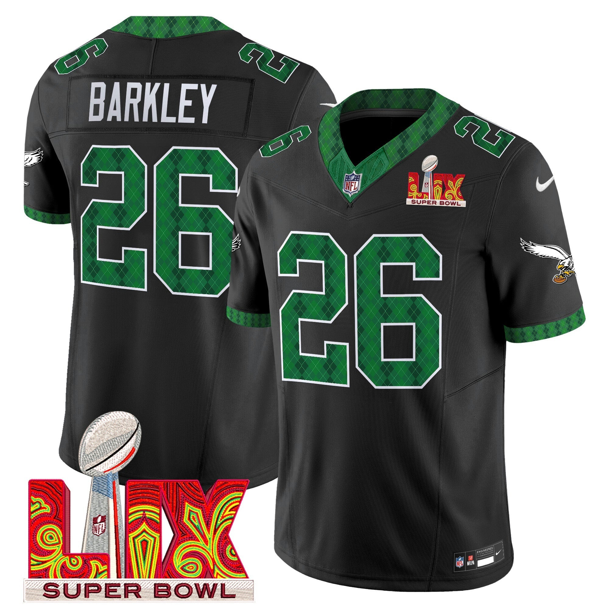 Camisa NFL Men’s Kelly Green St. Patrick’s Day Super Bowl LIX Patch Vapor Limited Jersey
