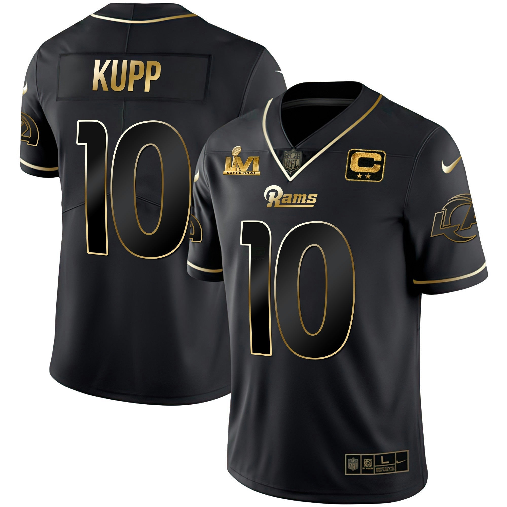 Camisa NFL Men’s Los Angeles Super Bowl LVI Preta Dourada Jersey
