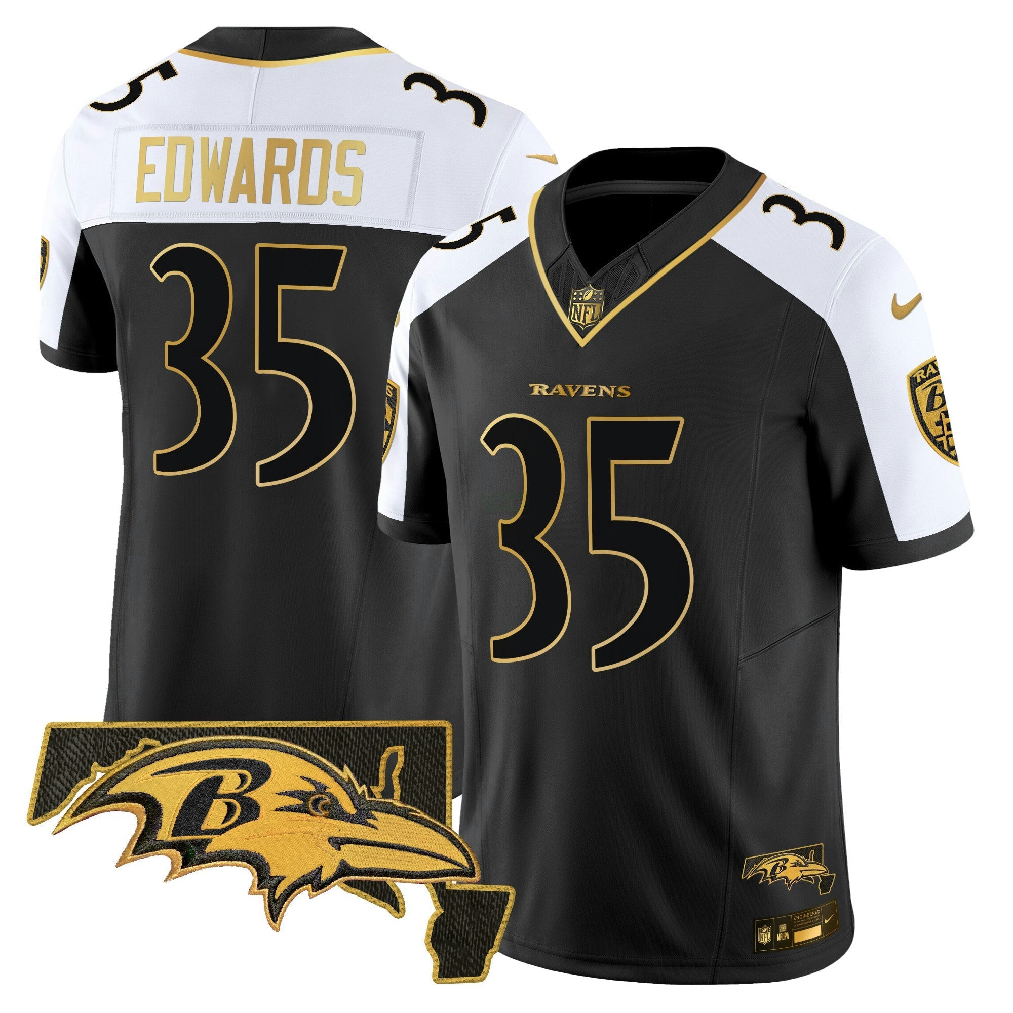 Camisa NFL Men’s Maryland Flag Map Patch Dourada Vapor Limited Jersey