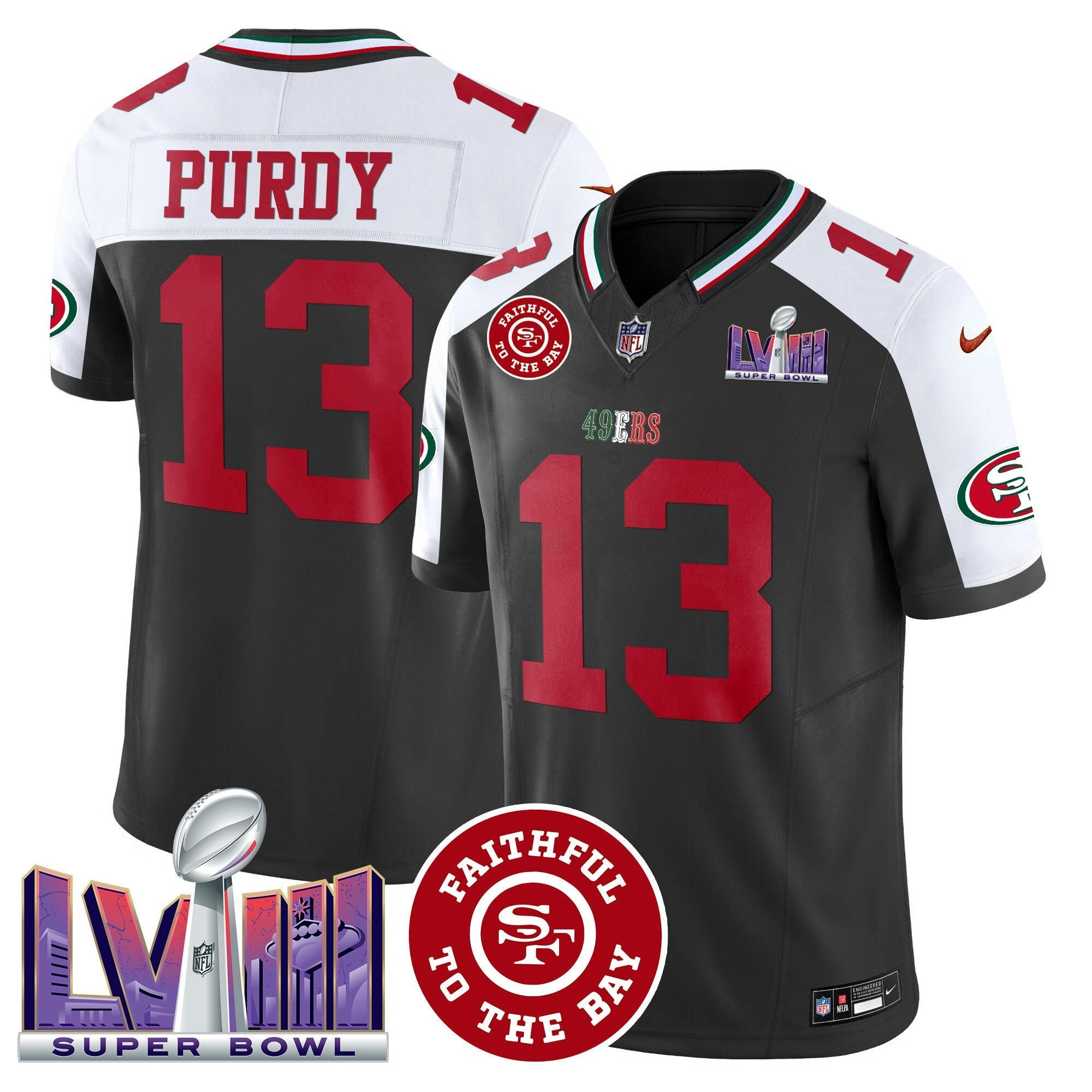 Camisa NFL Men’s Mexico Faithful & Super Bowl LVIII Patch Vapor Jersey