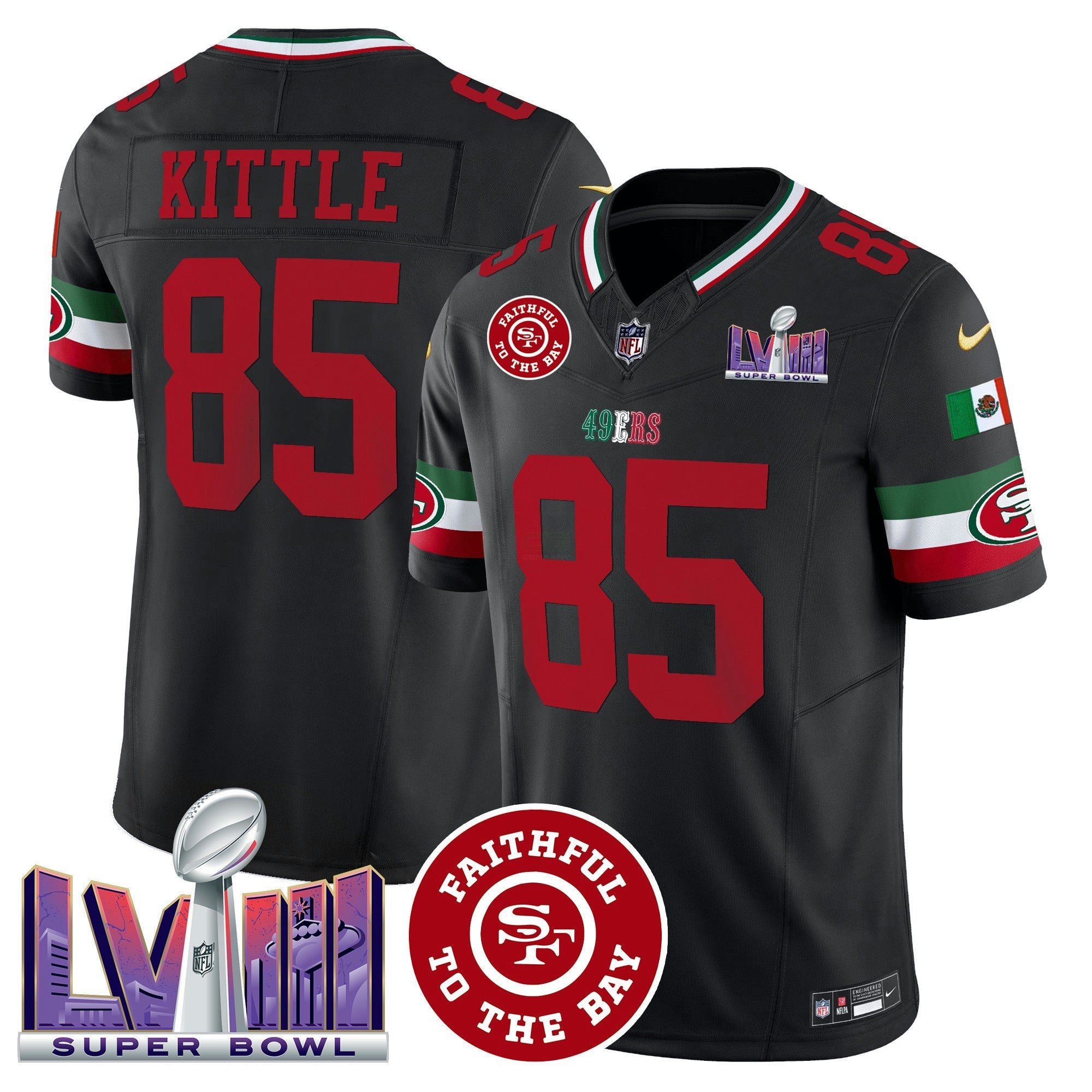 Camisa NFL Men’s Mexico Faithful & Super Bowl LVIII Patch Vapor Jersey
