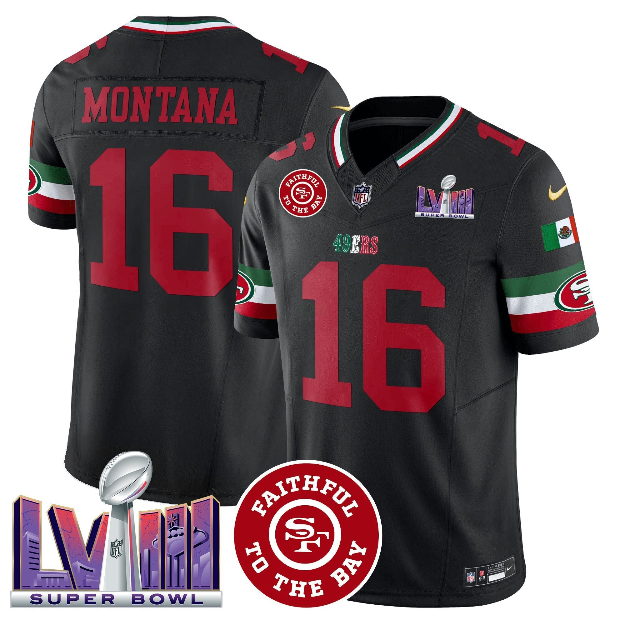 Camisa NFL Men’s Mexico Faithful & Super Bowl LVIII Patch Vapor Jersey