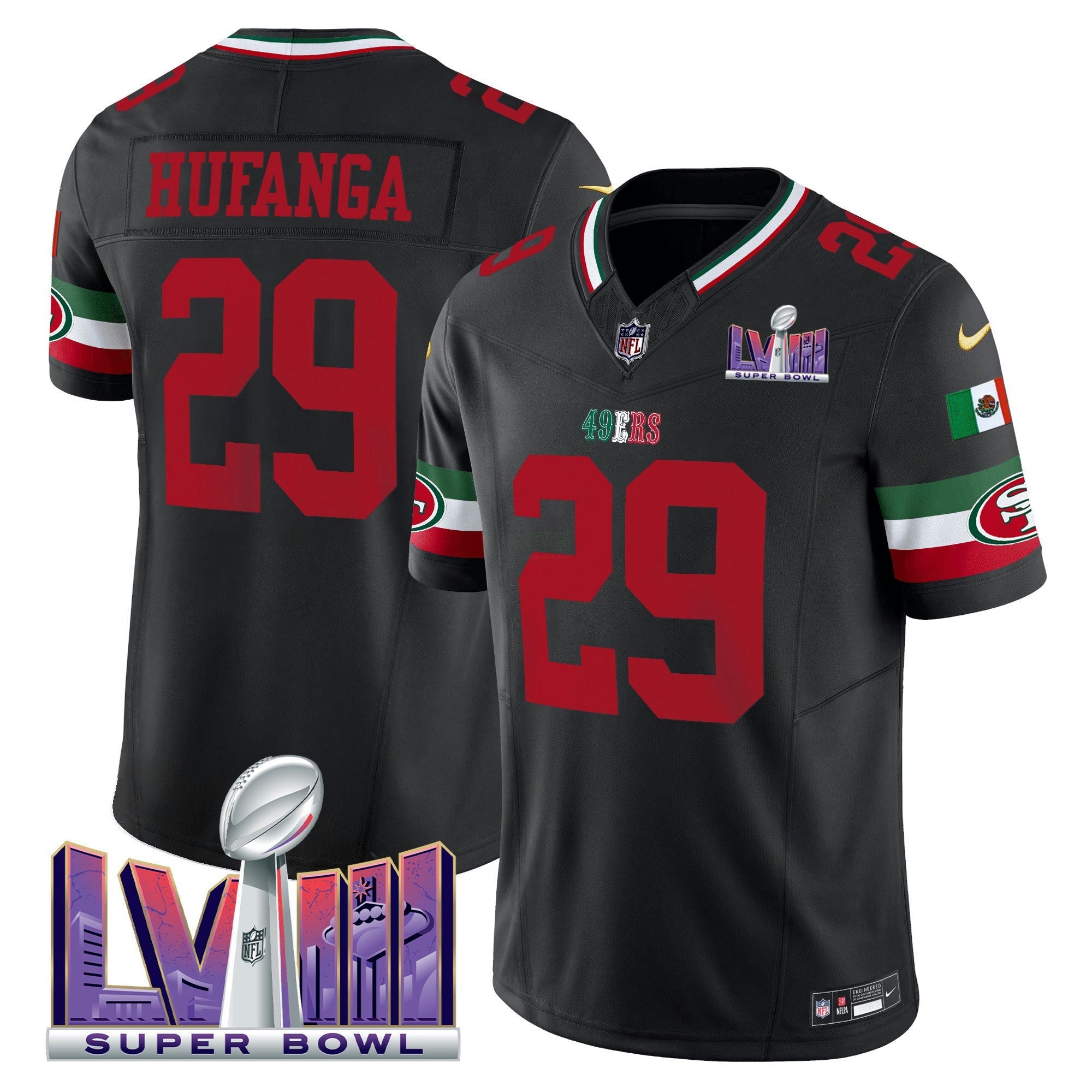 Camisa NFL Men’s Mexico Super Bowl LVIII Patch Vapor Jersey