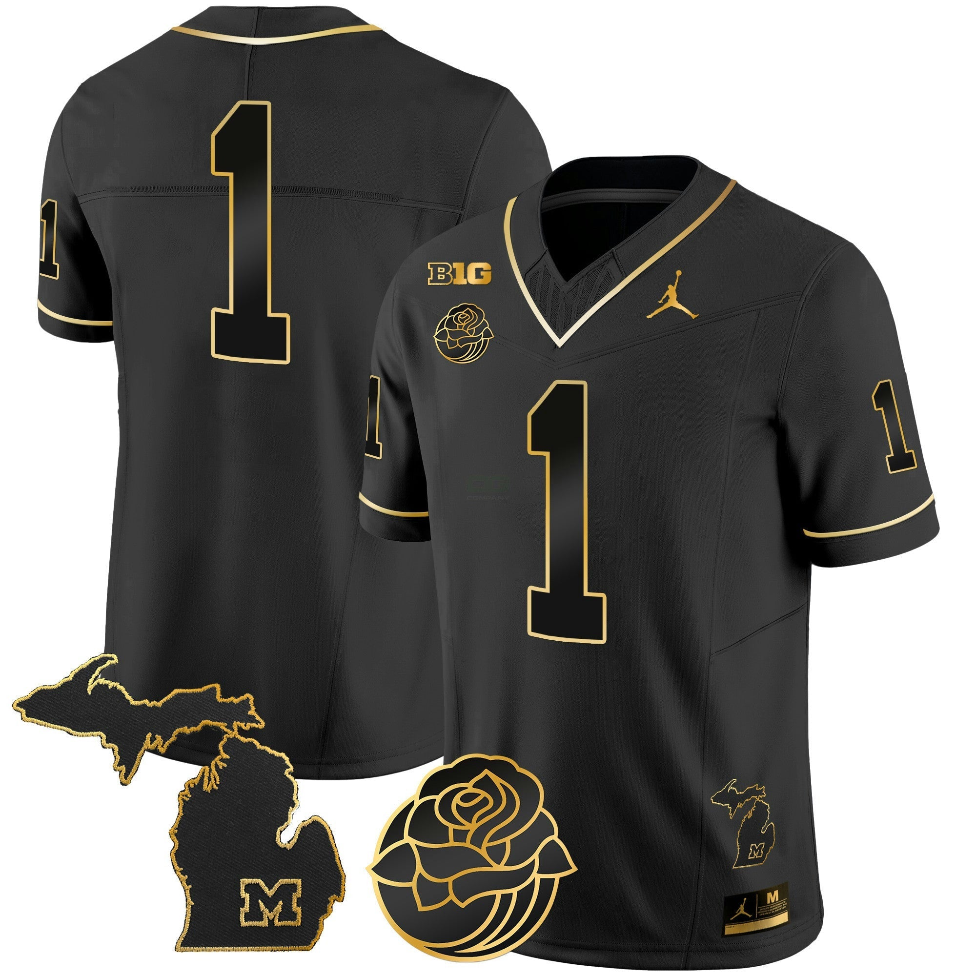 Camisa NFL Men’s Michigan Wolverines Rose Bowl Patch Dourada Vapor Jersey