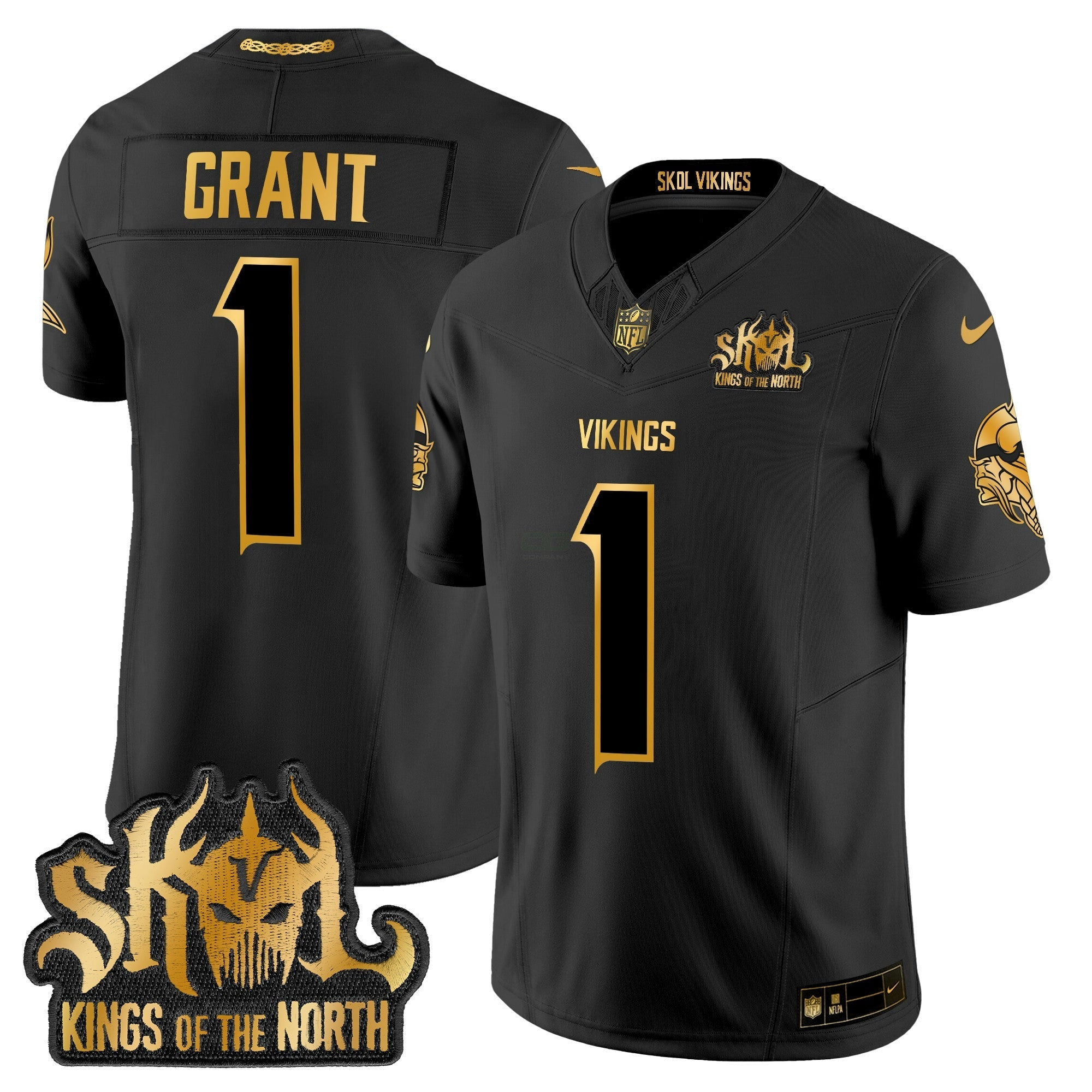 Camisa NFL Men’s Minnesota 2024 Winter Warrior Skol Patch Dourada Vapor Limited Jersey