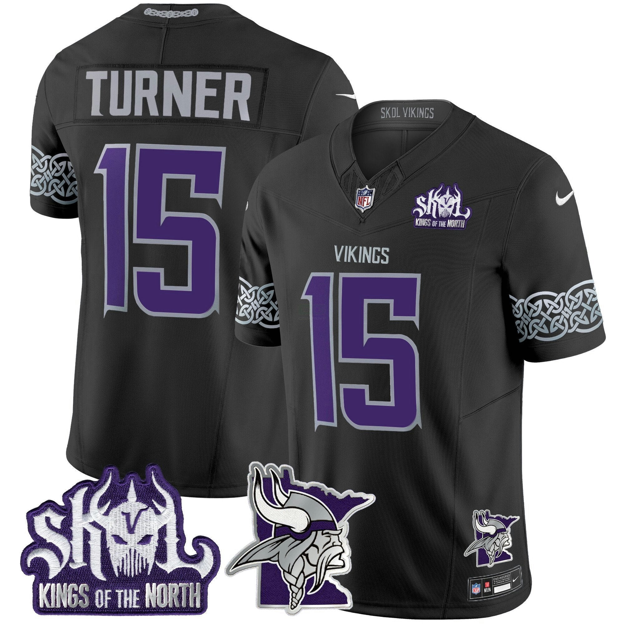 Camisa NFL Men’s Minnesota 2024 Winter Warrior Skol Patch Vapor Limited Jersey V2
