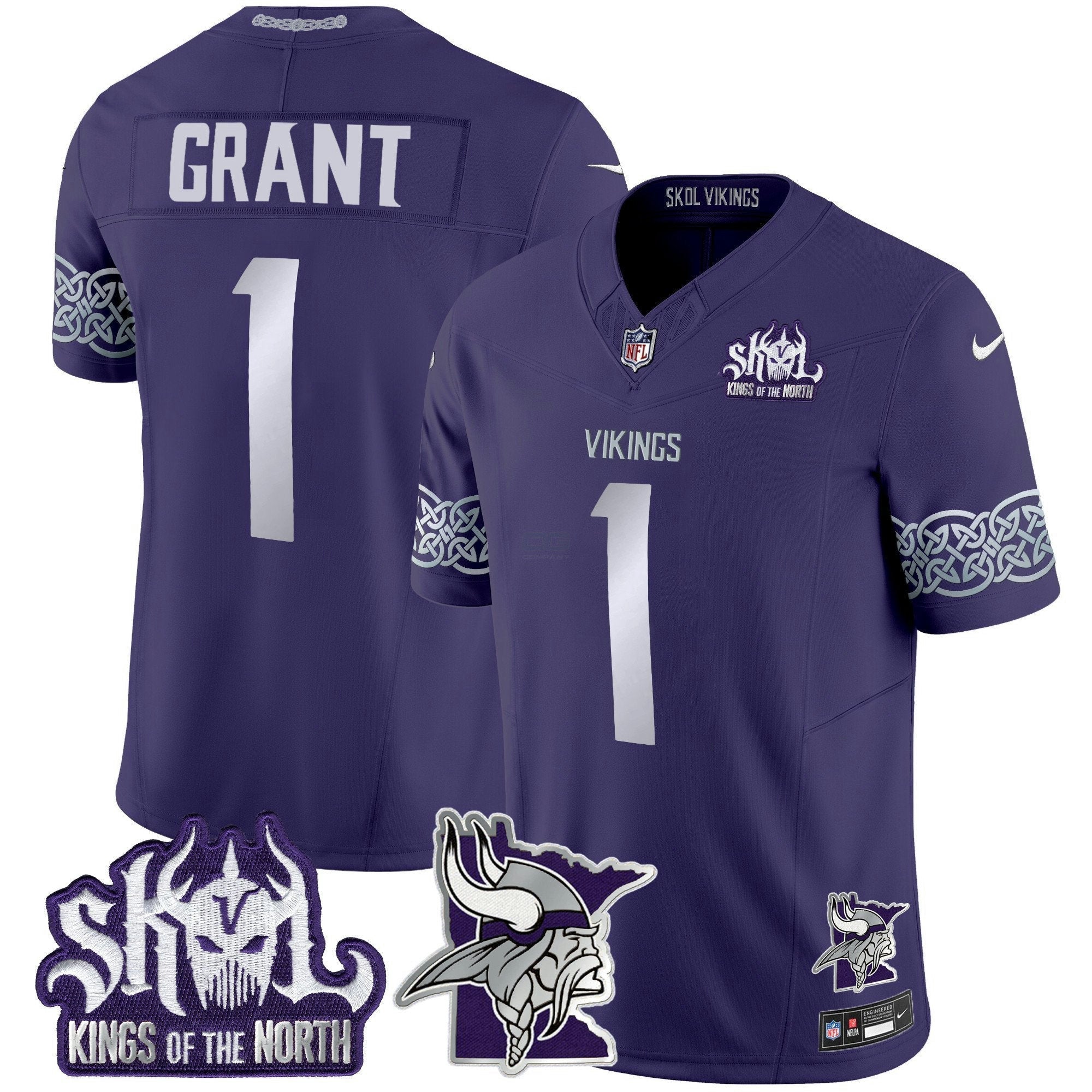Camisa NFL Men’s Minnesota 2024 Winter Warrior Skol Patch Vapor Limited Jersey V2