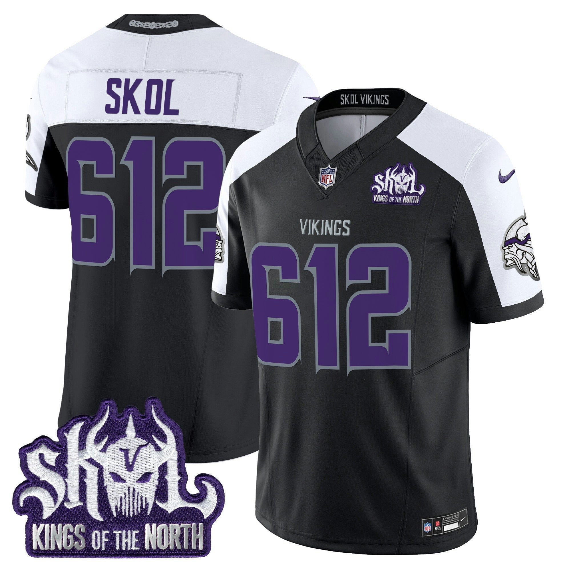 Camisa NFL Men’s Minnesota 2025 Winter Warrior Skol Patch Vapor Limited Jersey