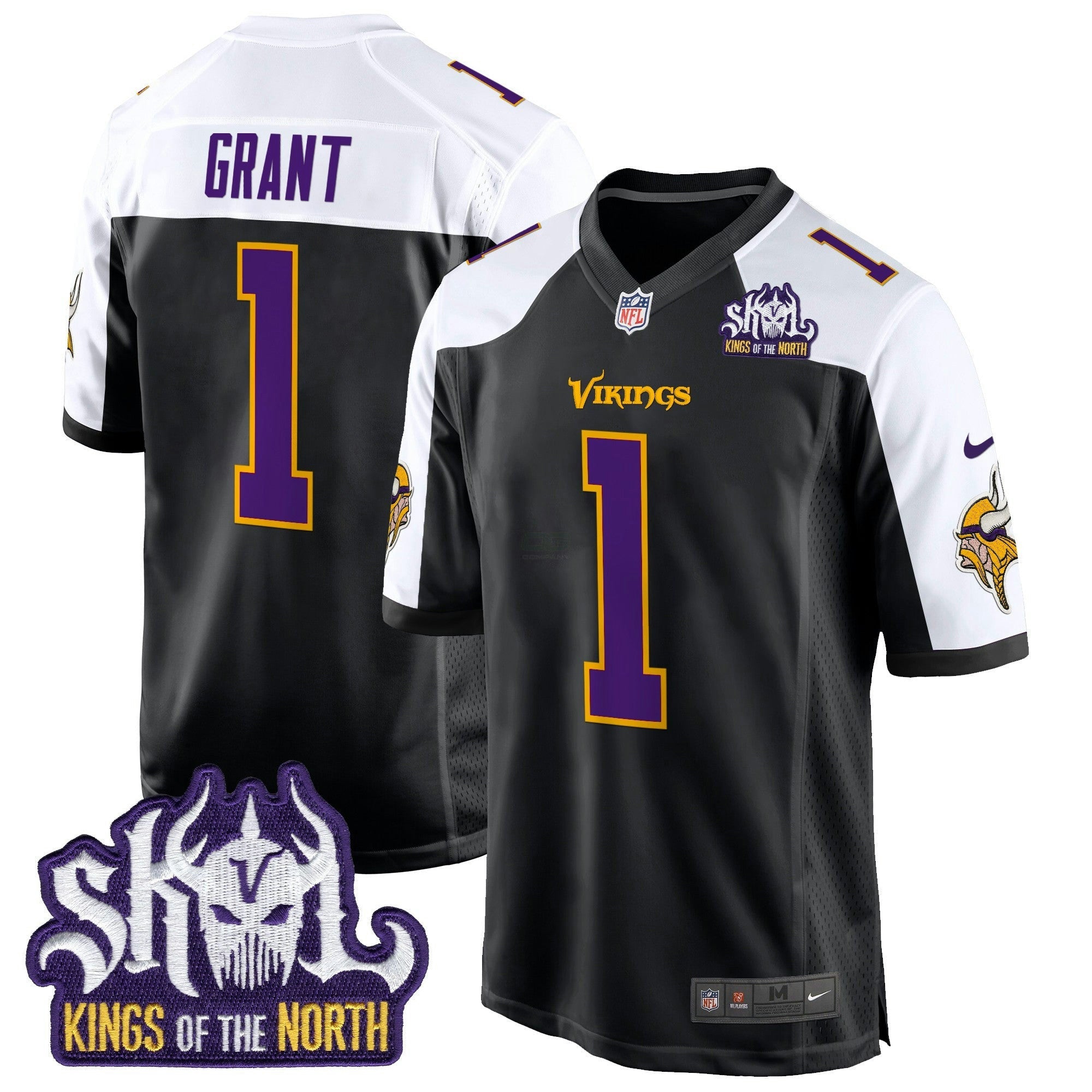 Camisa NFL Men’s Minnesota King Of The North Patch Throwback Game Jersey