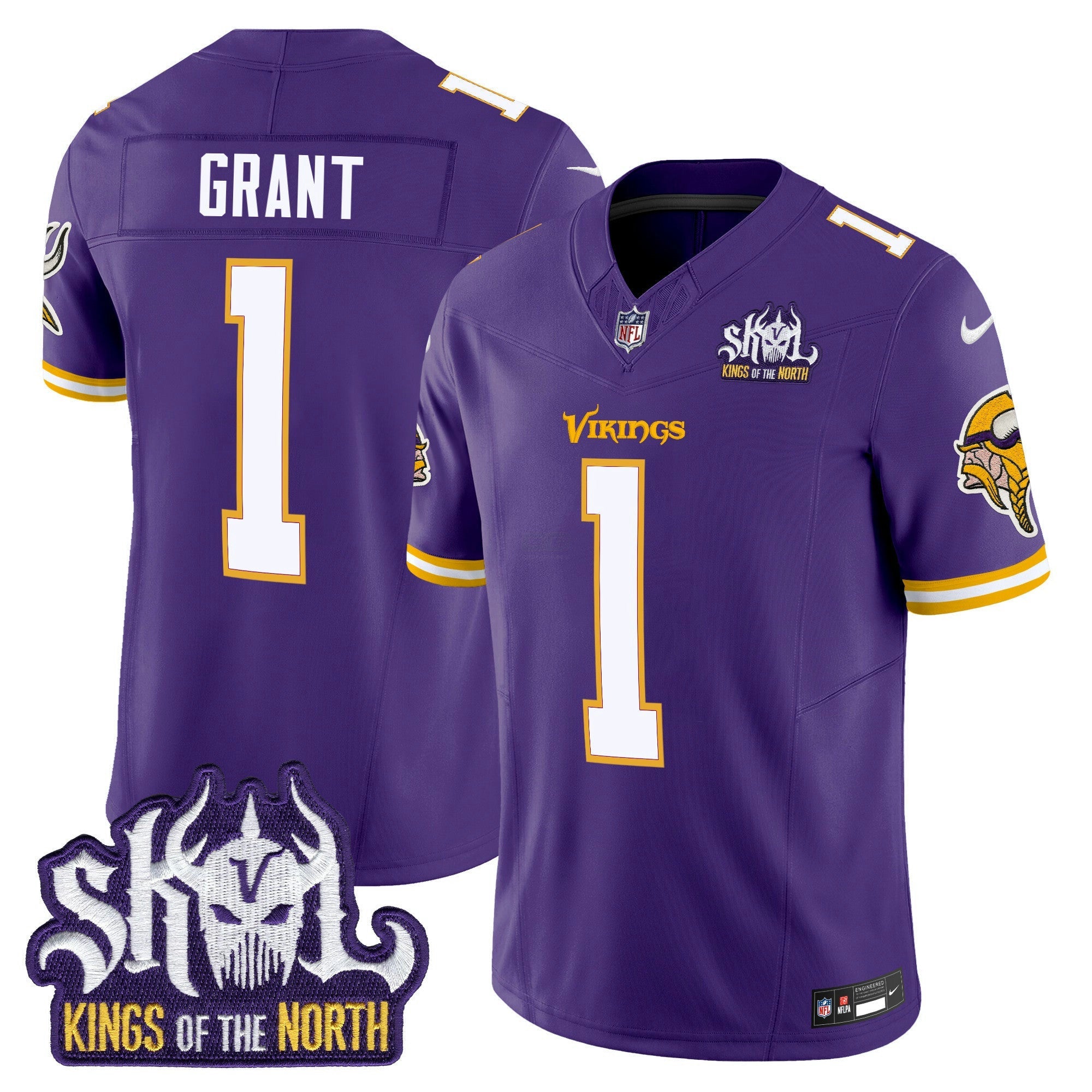 Camisa NFL Men’s Minnesota Kings Of The North Patch Throwback Vapor Limited Jersey