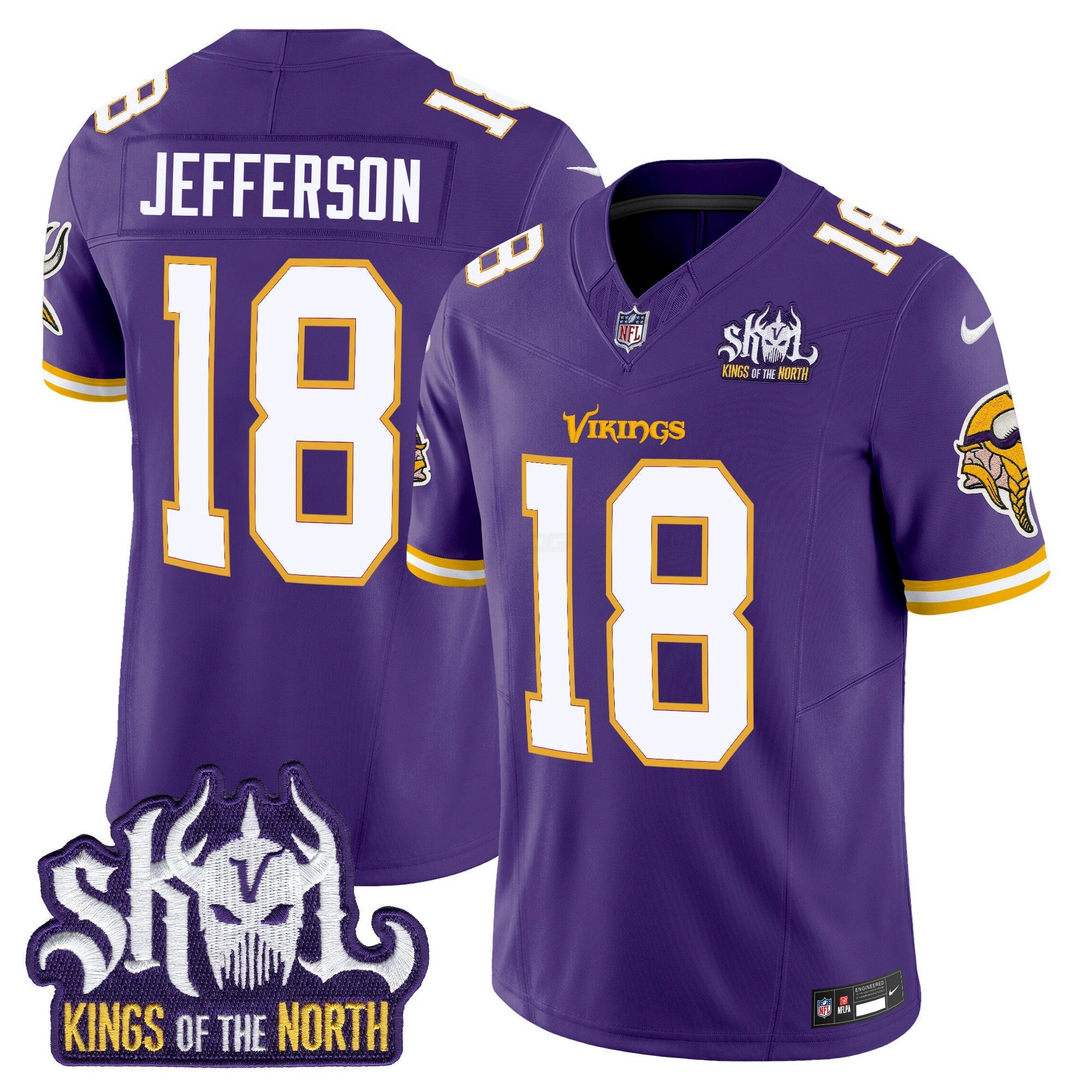 Camisa NFL Men’s Minnesota Kings Of The North Patch Throwback Vapor Limited Jersey