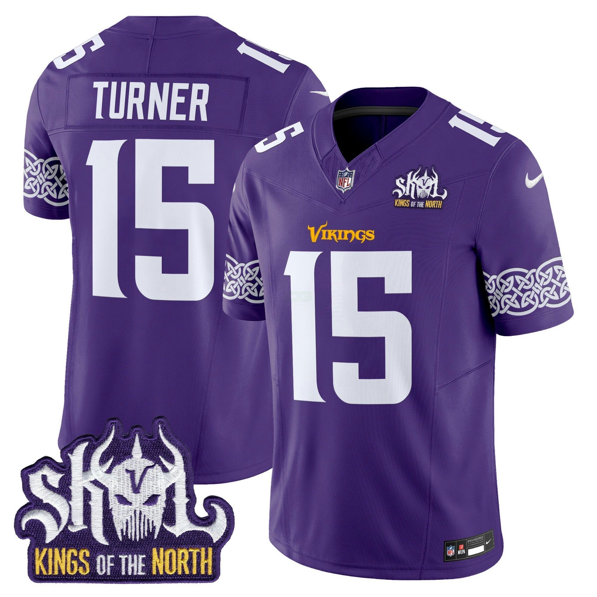 Camisa NFL Men’s Minnesota Kings Of The North Patch Vapor Limited Jersey V2