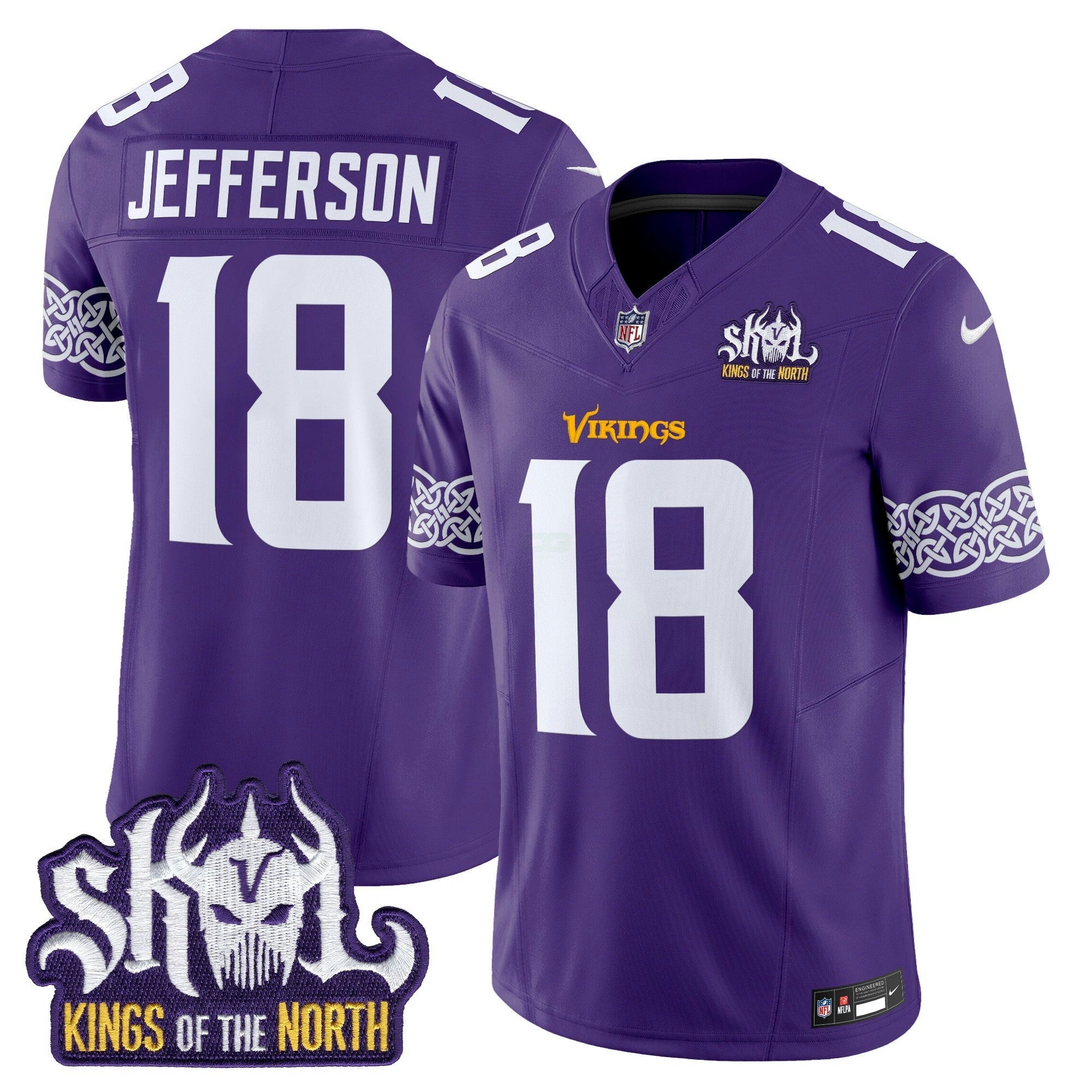 Camisa NFL Men’s Minnesota Kings Of The North Patch Vapor Limited Jersey V2